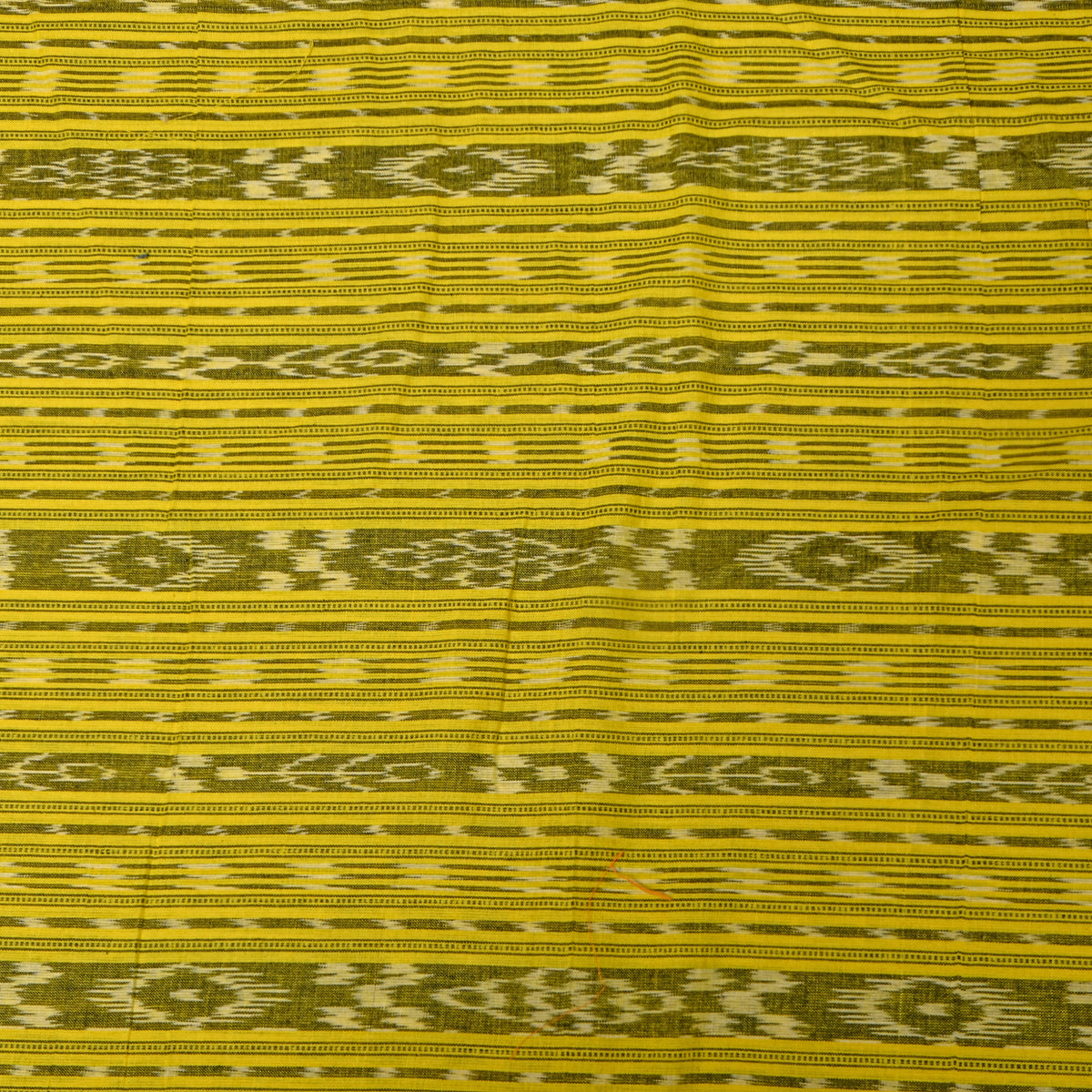 Yellow And Gray Diagonal Ikat Stripe Cotton Fabric