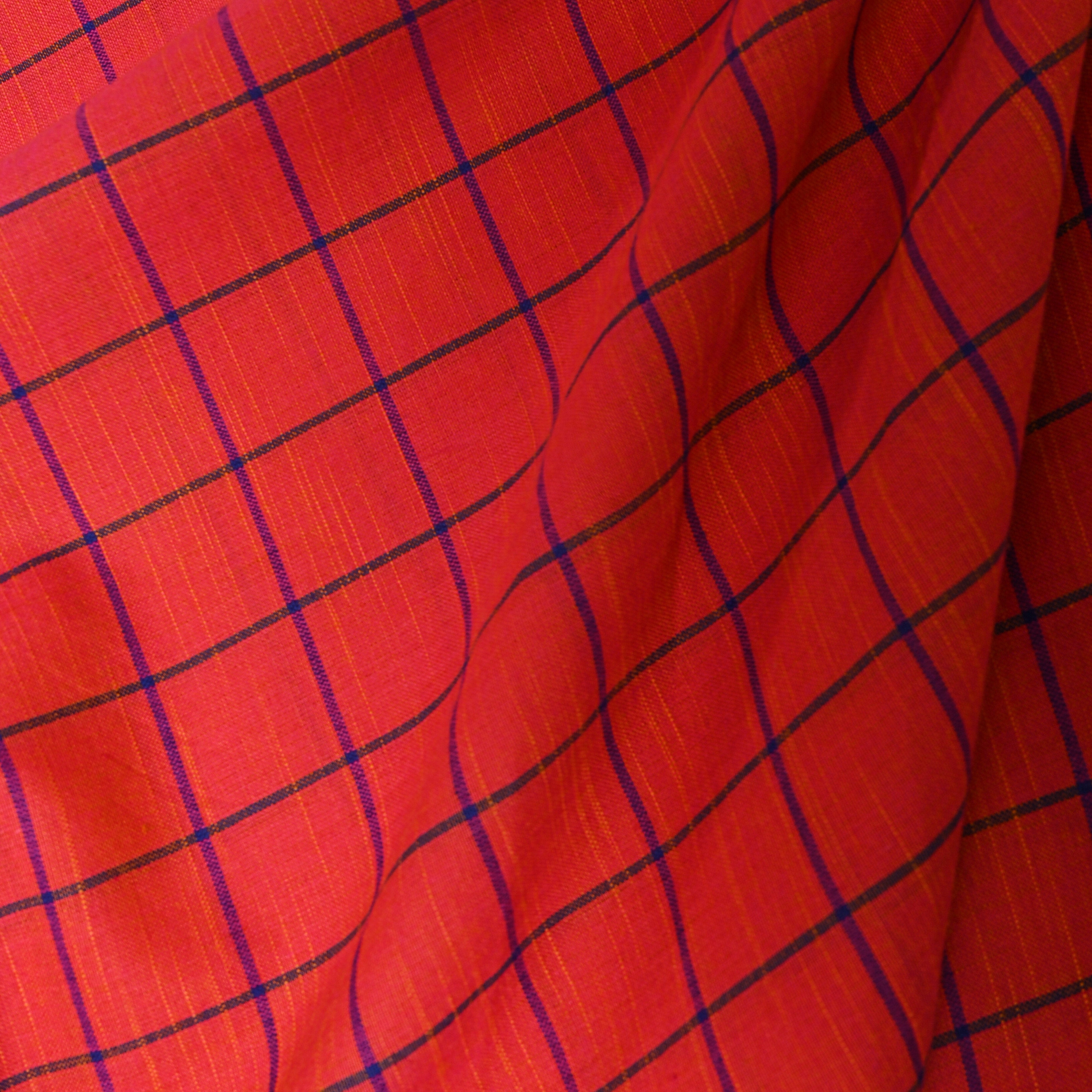 Orange Multicolour Stripe Cotton Fabric