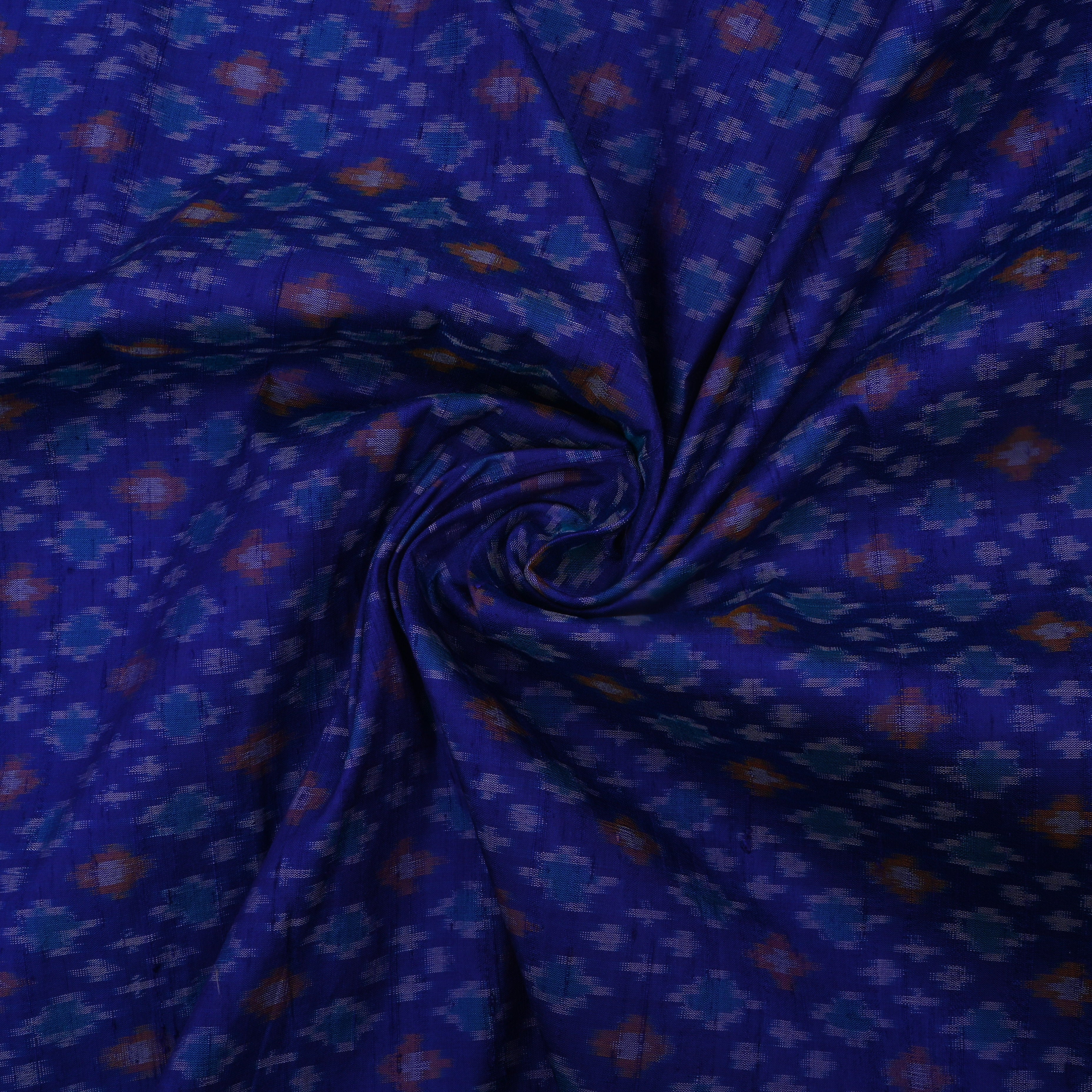 Deep Sapphire Dupion Ikat Fabric