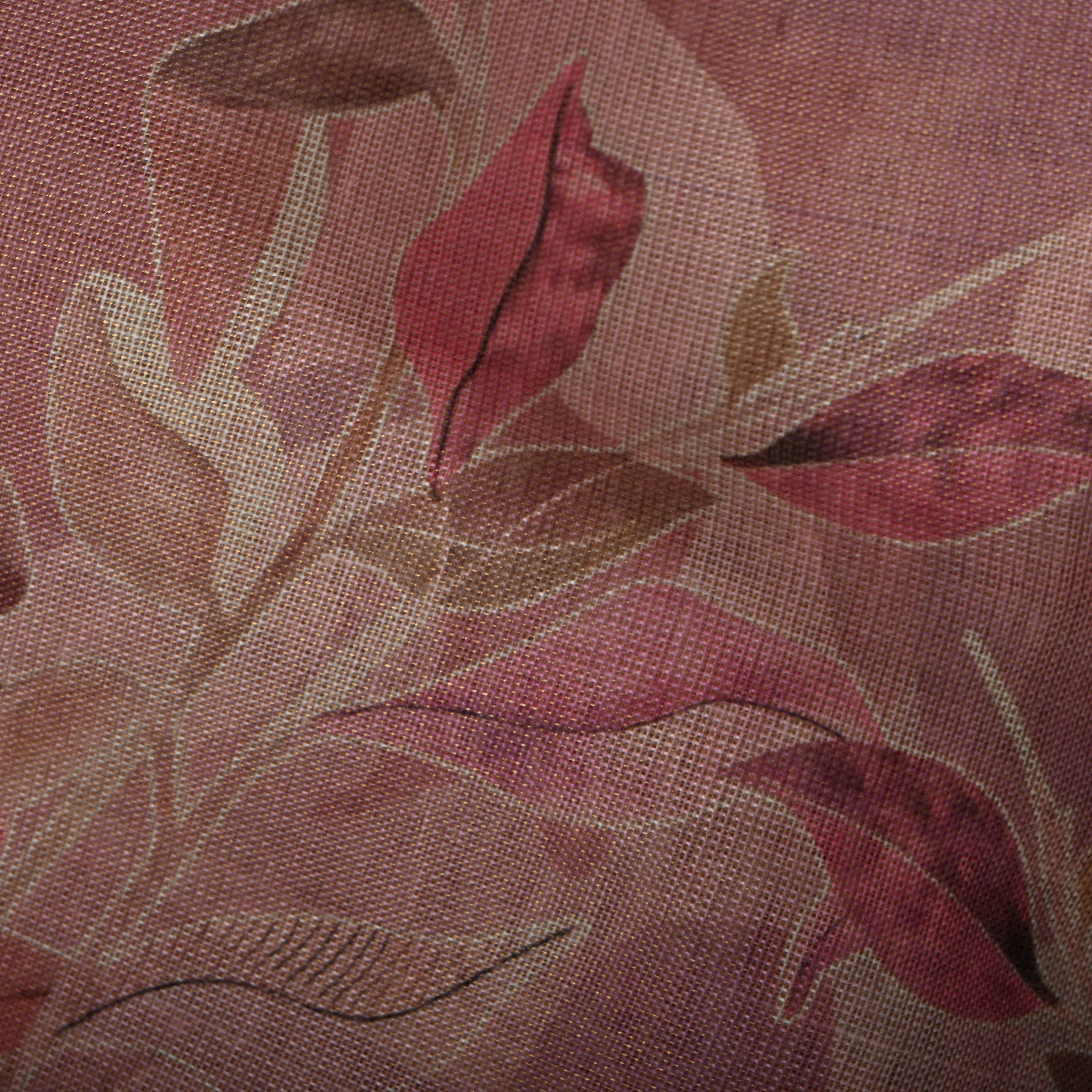 Soft Pink Tissue Fabric With Leaf Prints