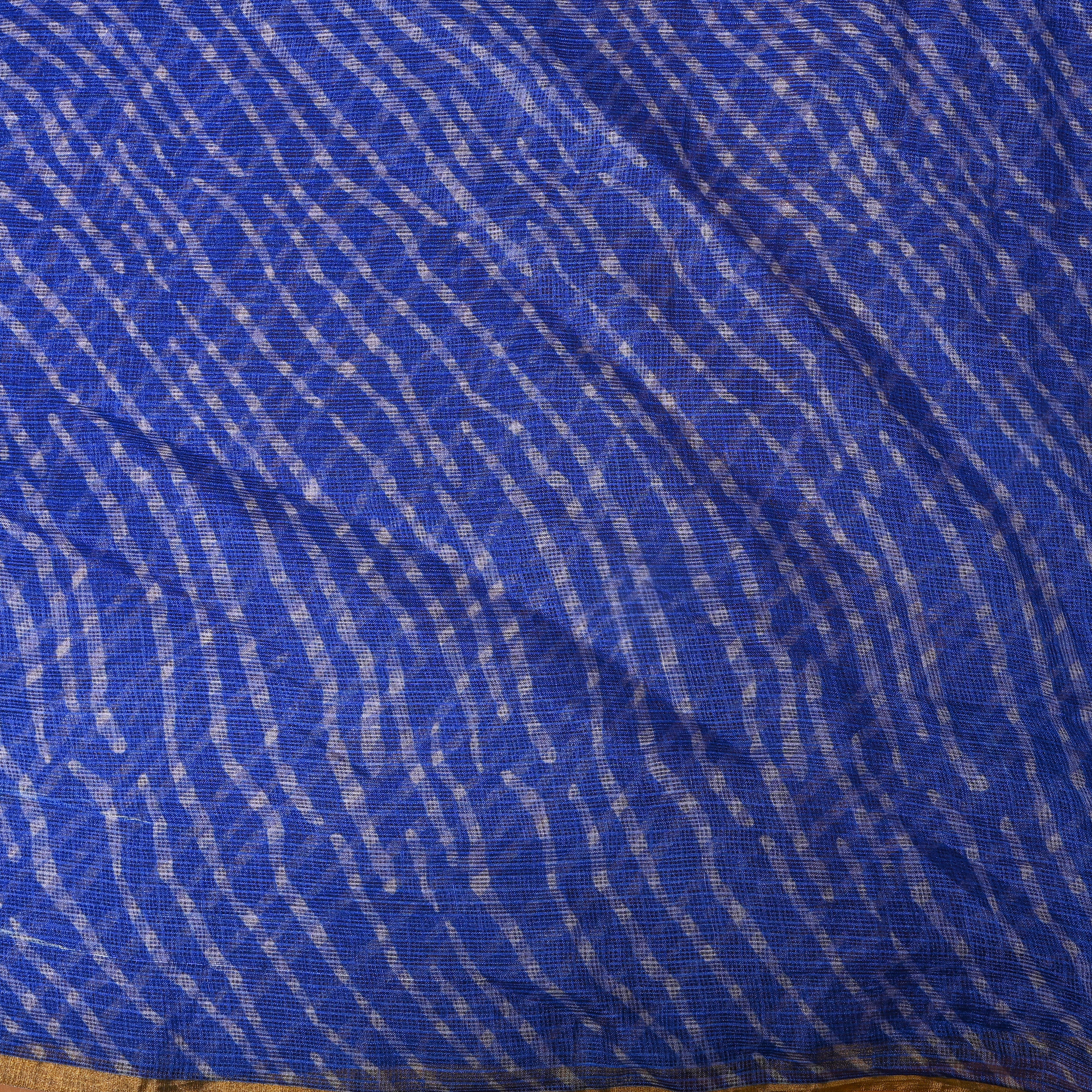 Royal Blue Leheriya Printed Silk Fabric.