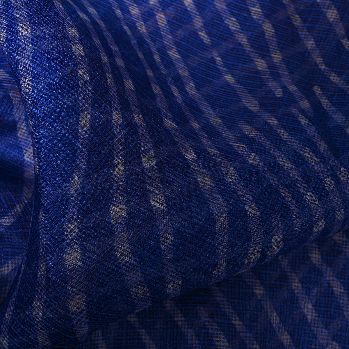 Royal Blue Leheriya Printed Silk Fabric.