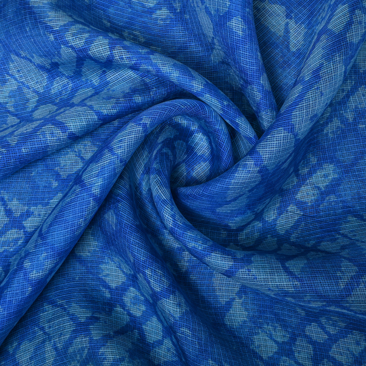 Bright Sky Blue Abstract Printed Silk Fabric