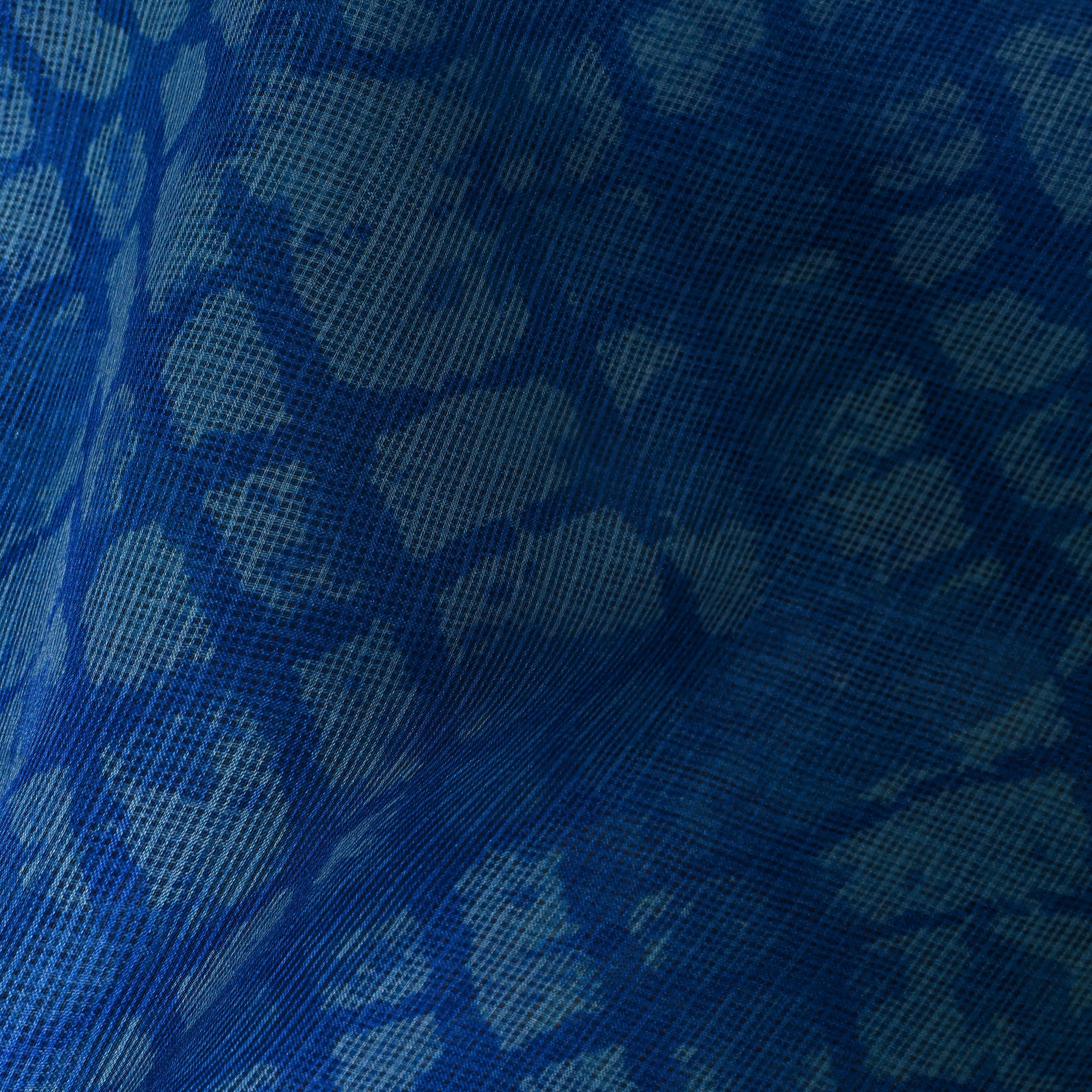 Bright Sky Blue Abstract Printed Silk Fabric