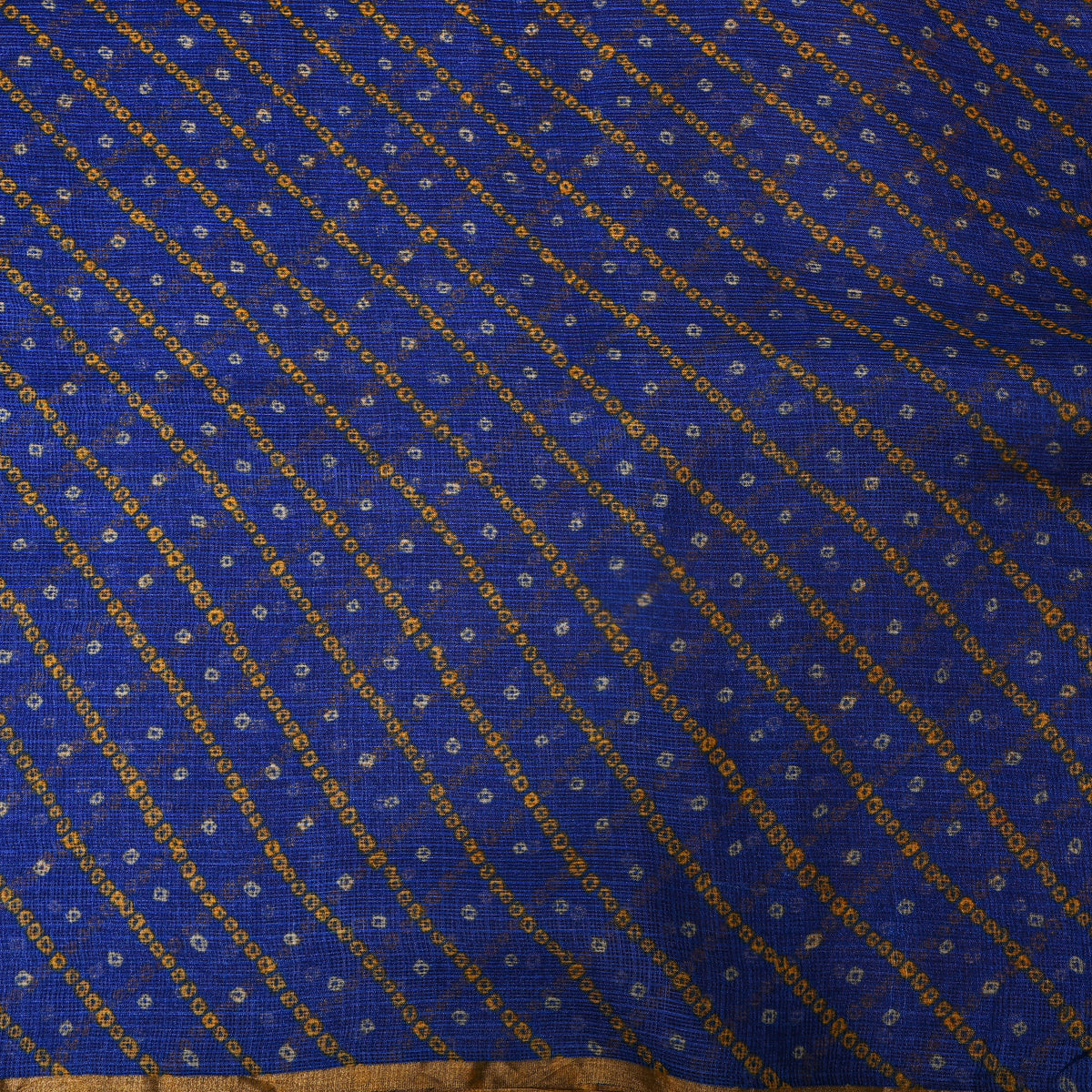 Blue And Orange Bandhani Kota Fabric