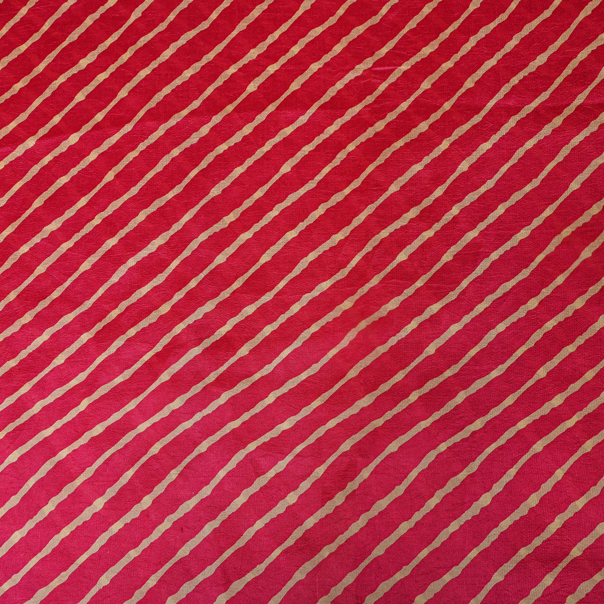 Pink Gold Diagonal Leheriya Silk Fabric