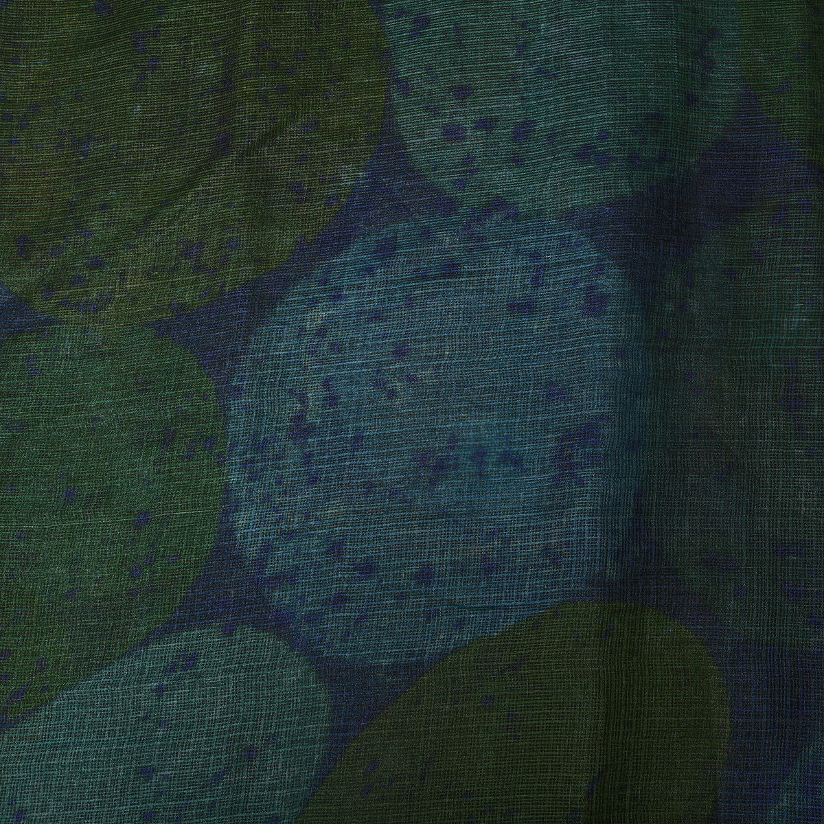Dark Green And Blue Abstract Digital Print Silk Fabric