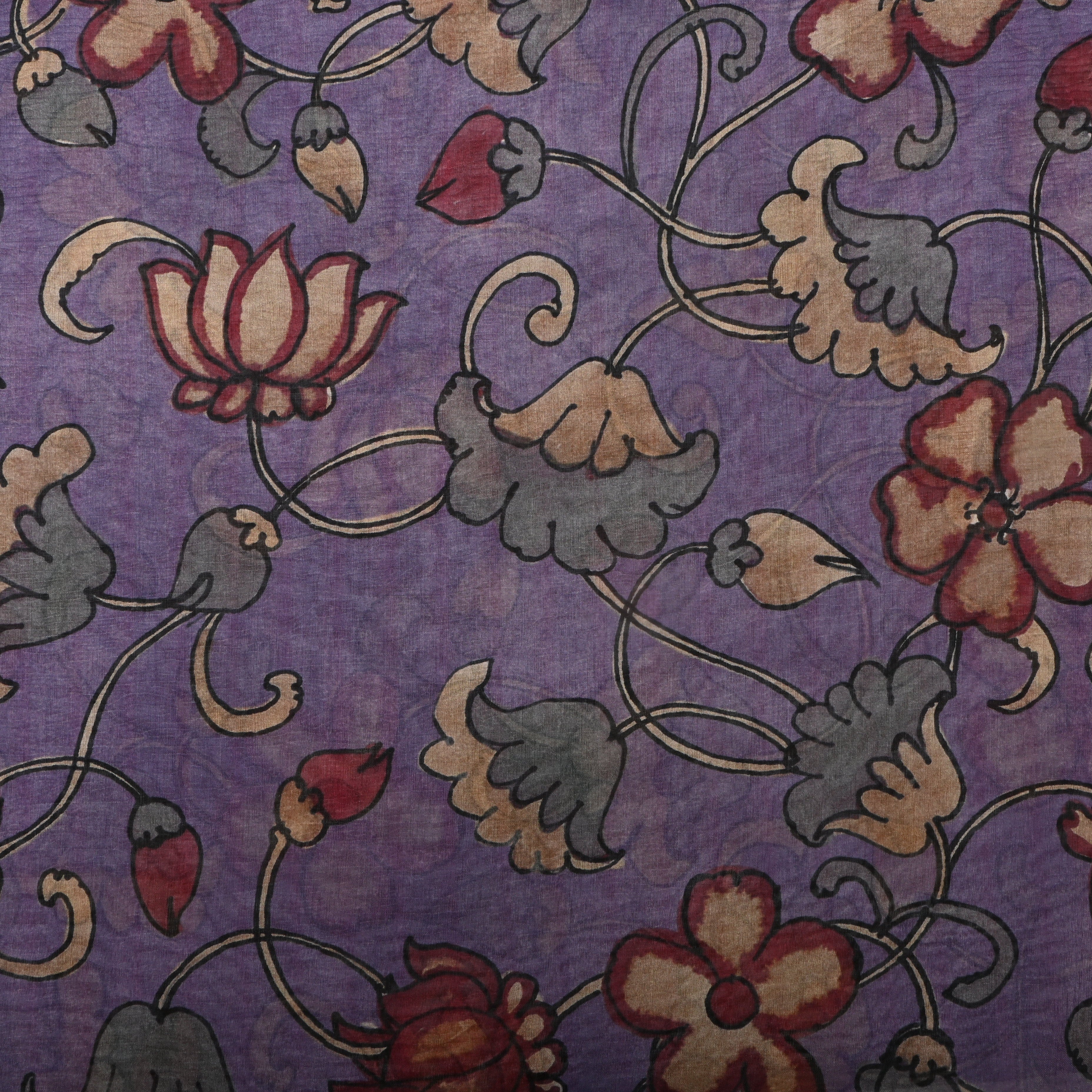 Majesty Purple Floral Jaal Tissue Fabric