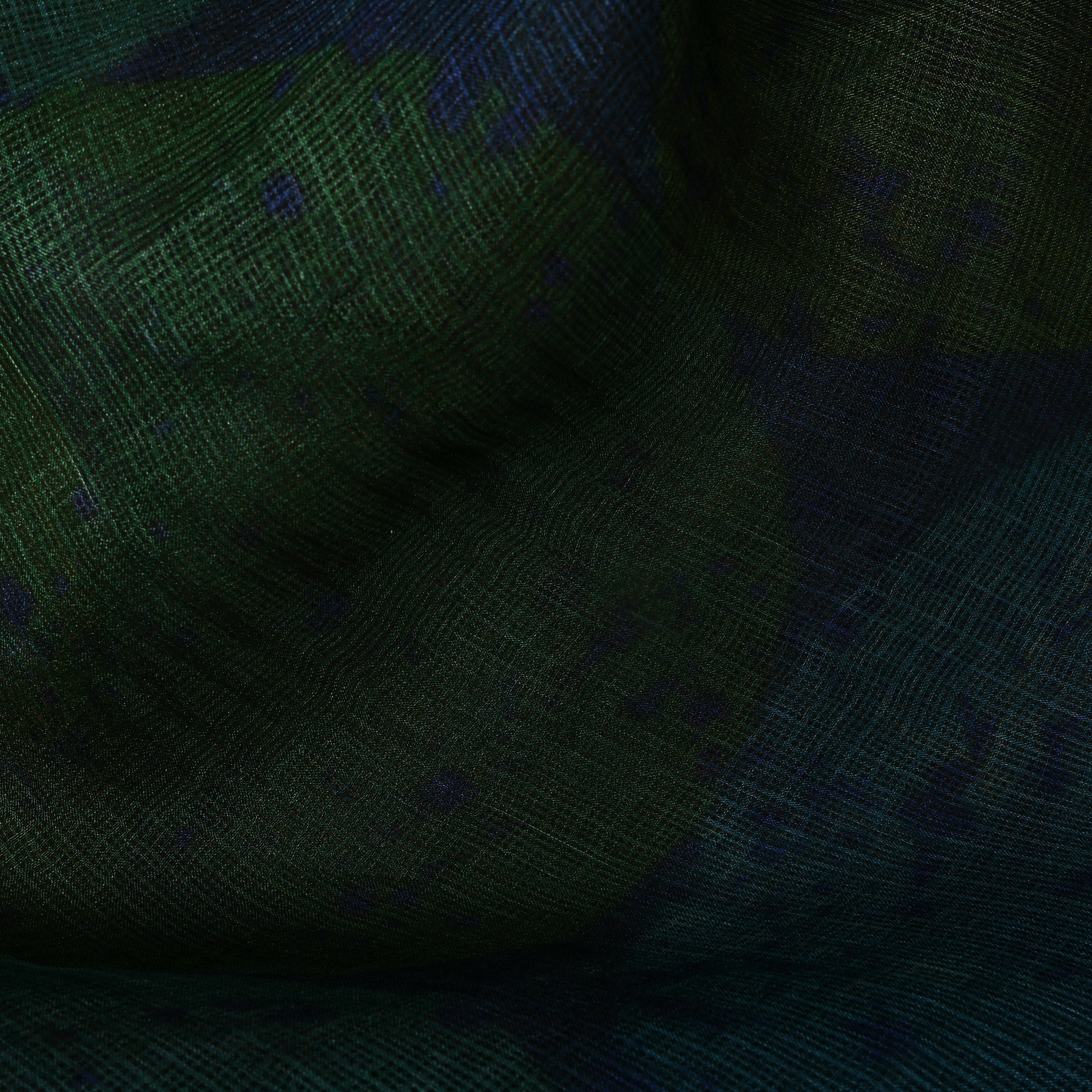 Dark Green And Blue Abstract Digital Print Silk Fabric