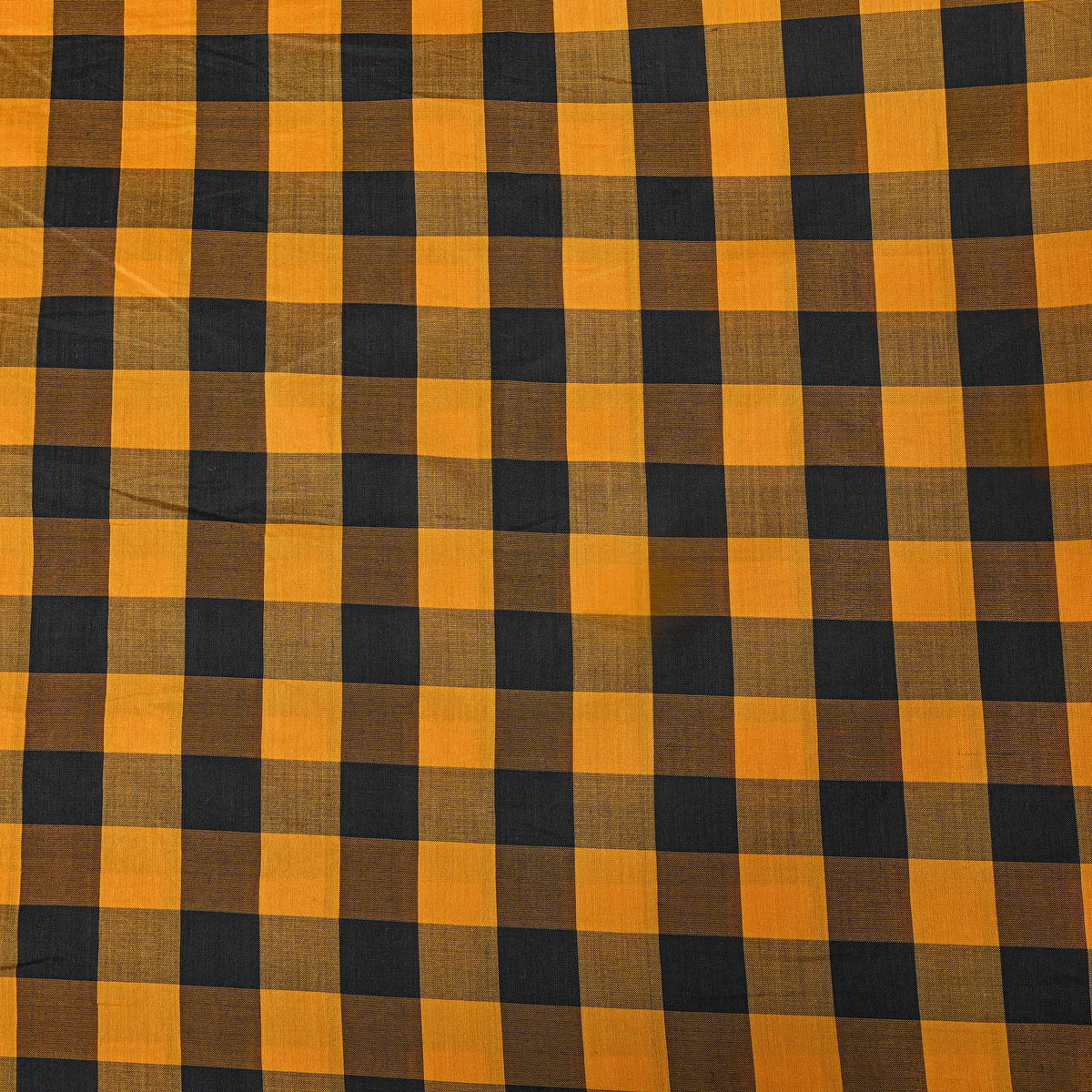 Mustard Black Check Cotton Fabric