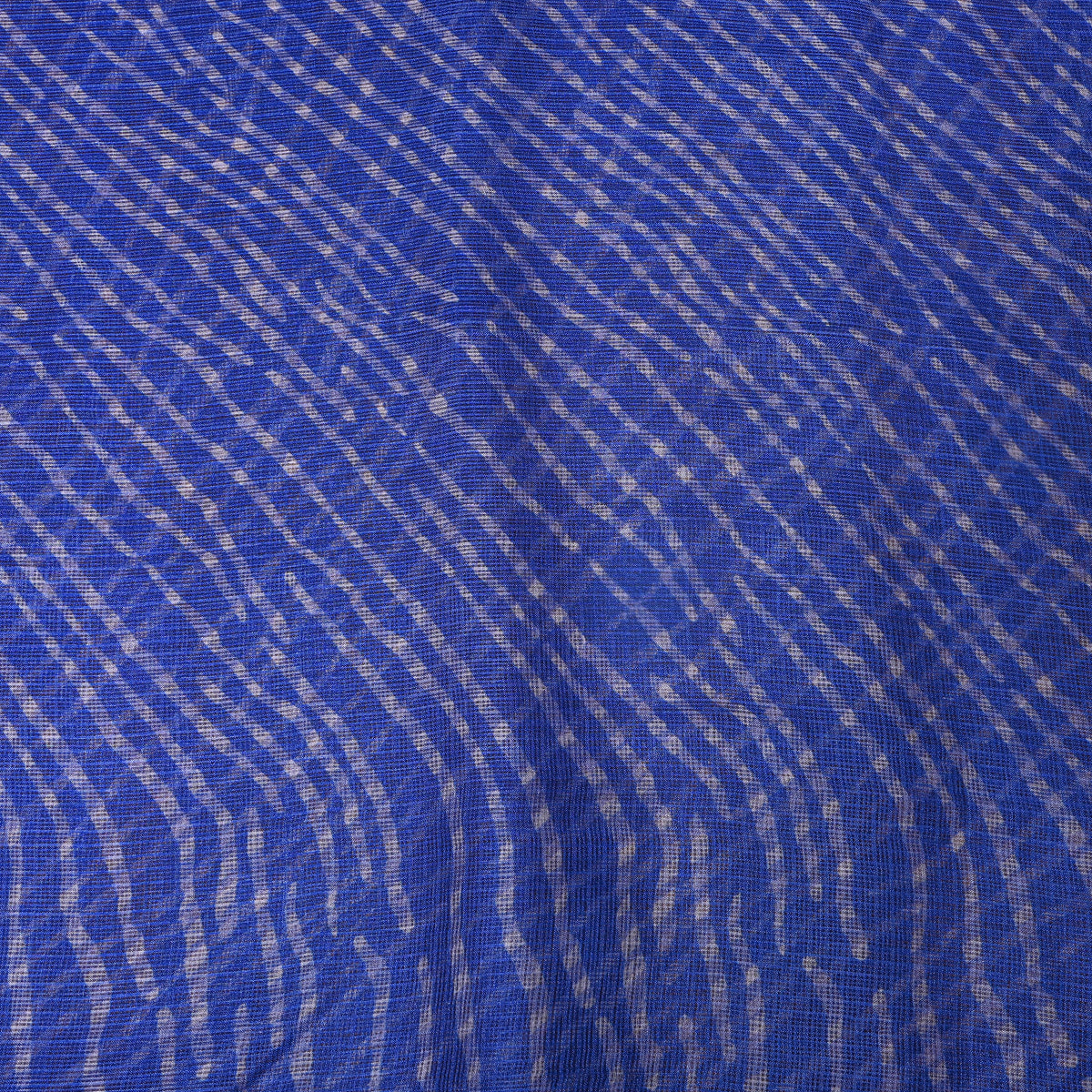 Dark Royal Blue Leheriya Printed Silk Fabric.