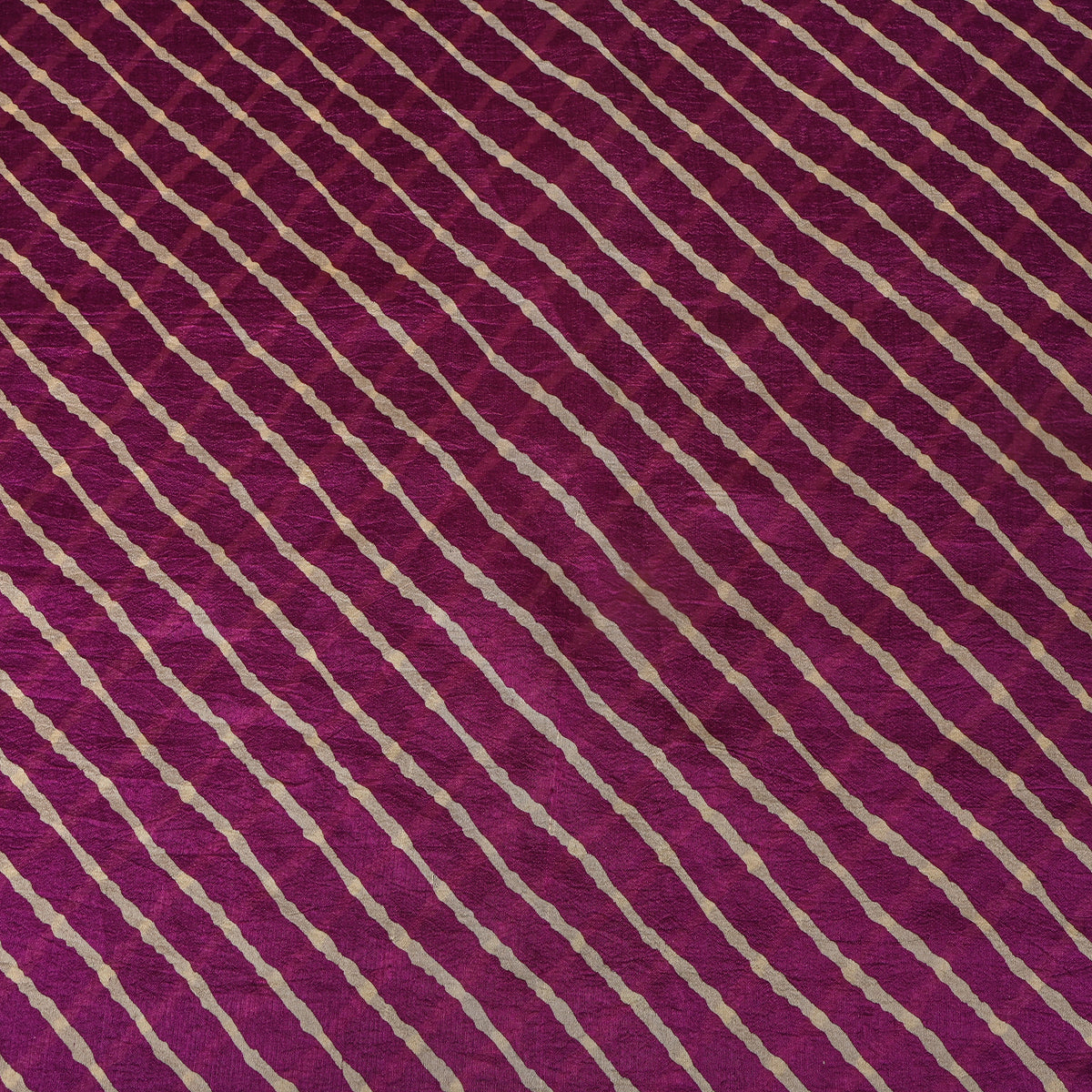Deep Purple Cream Diagonal Leheriya Silk Fabric