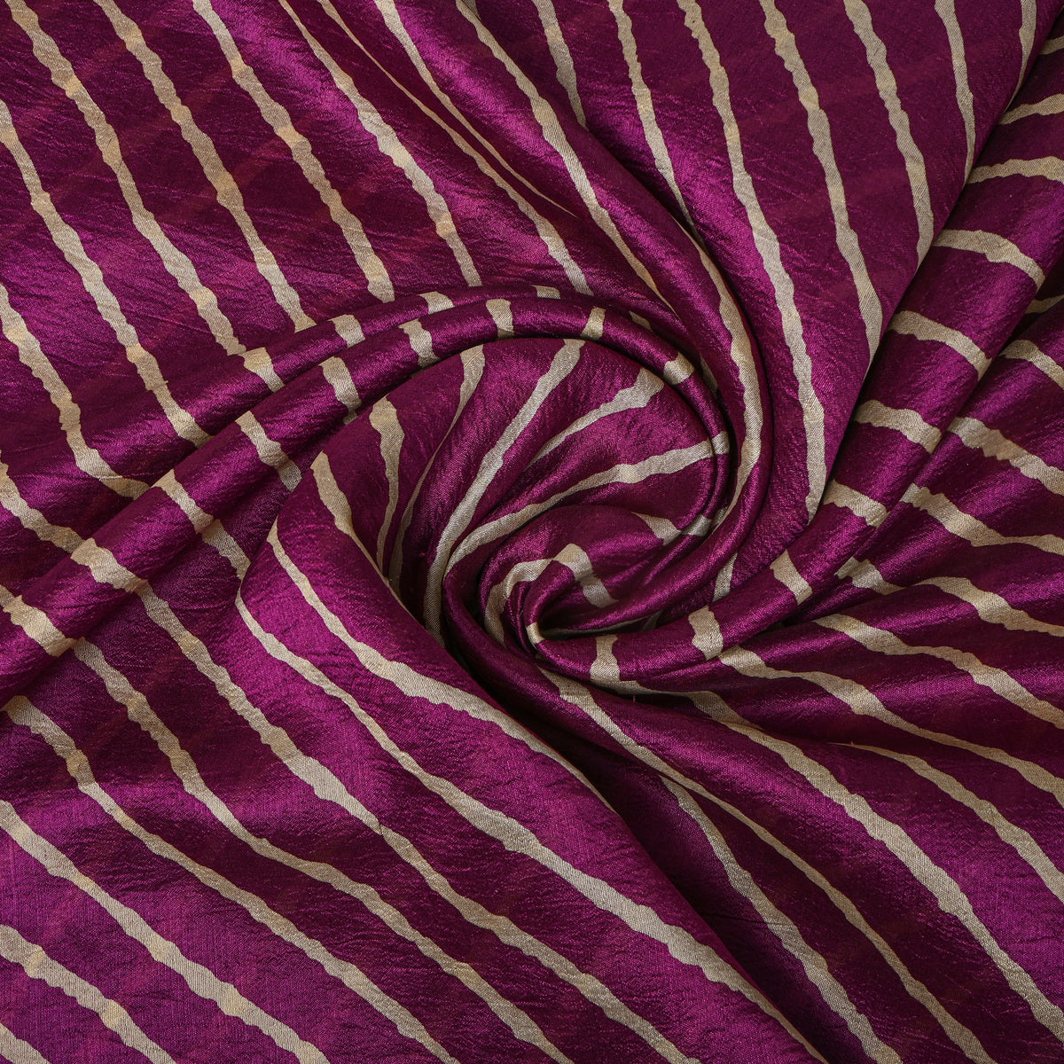 Deep Purple Cream Diagonal Leheriya Silk Fabric