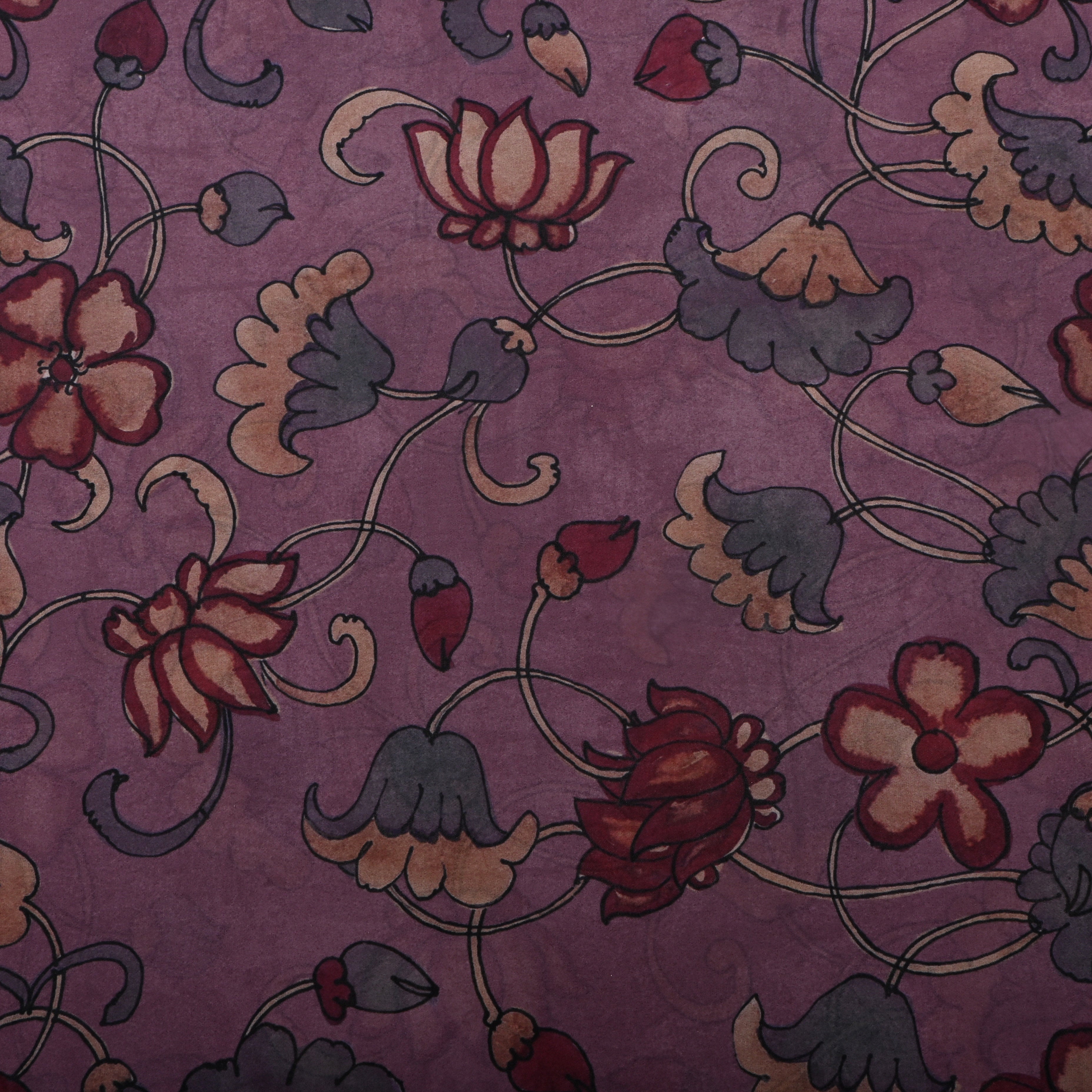 Mauve Purple Silk Printed Fabric