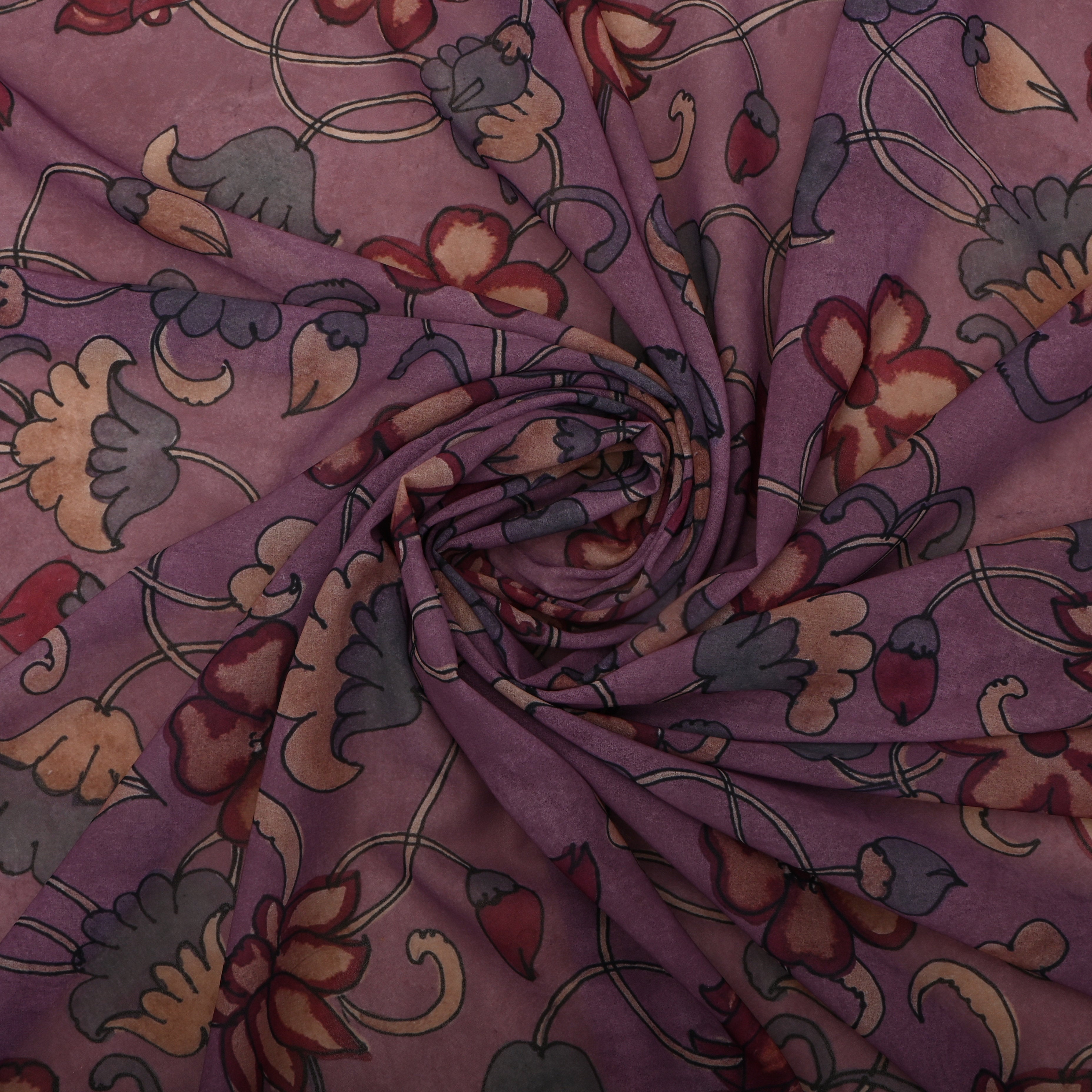 Mauve Purple Silk Printed Fabric