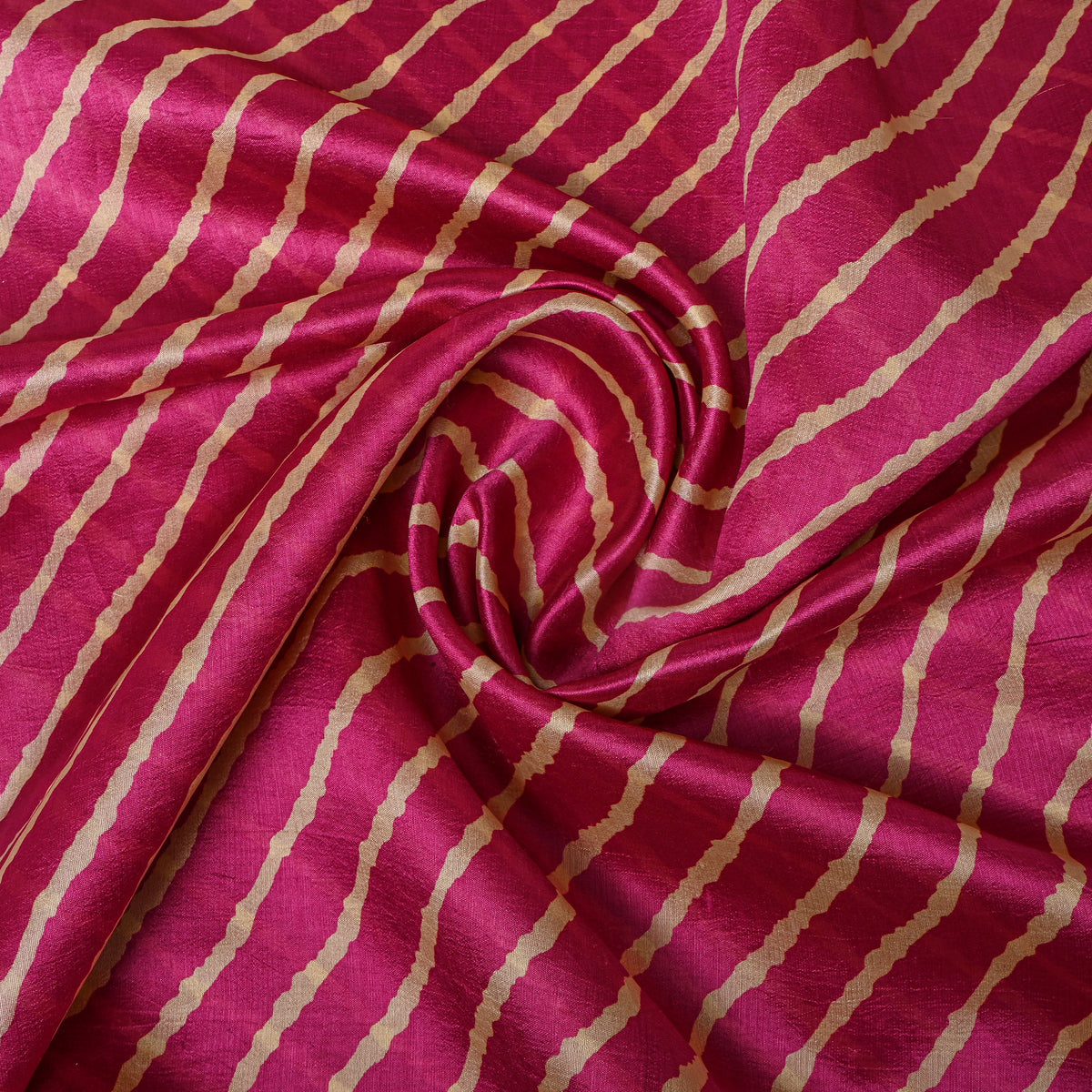 Magenta Gold Diagonal Leheriya Silk Fabric