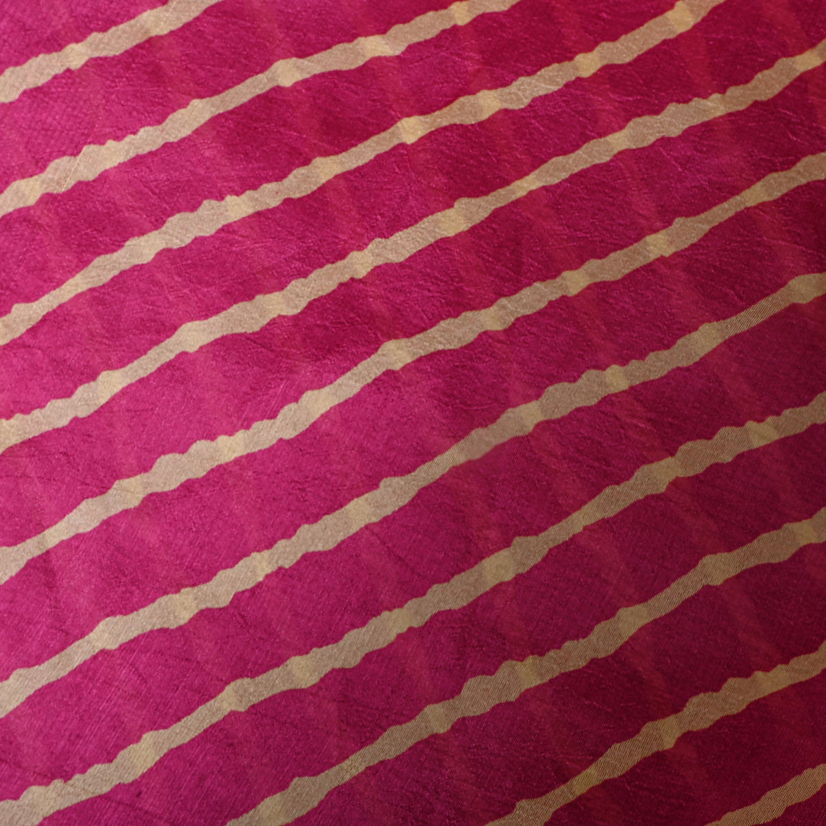 Magenta Gold Diagonal Leheriya Silk Fabric