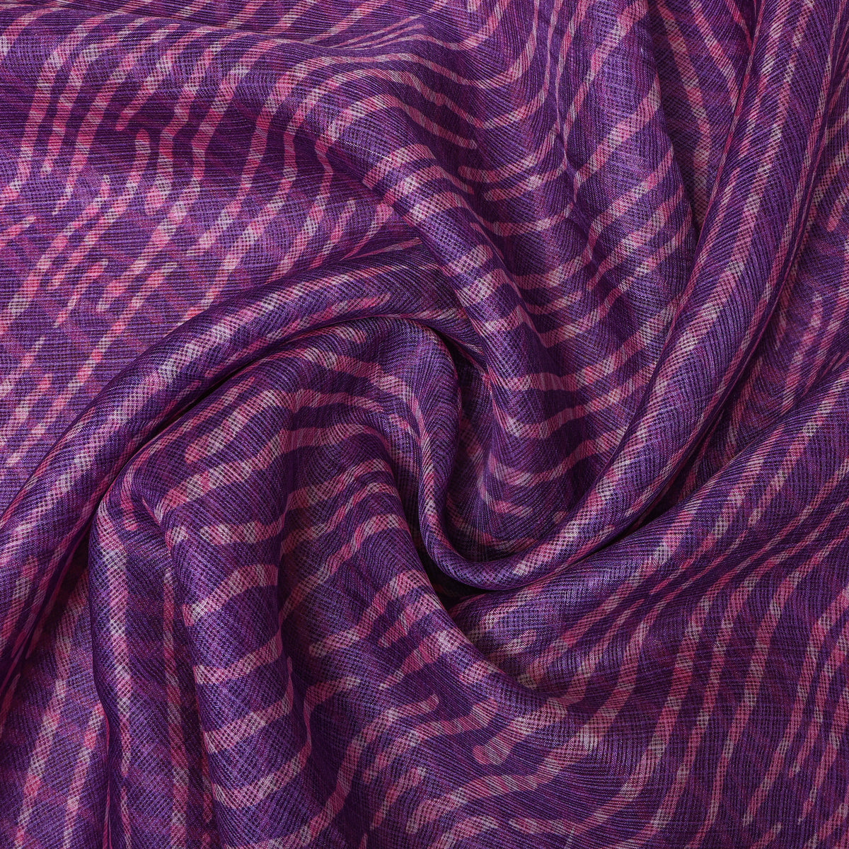 Purple Striped Abstract Print Kota Fabric