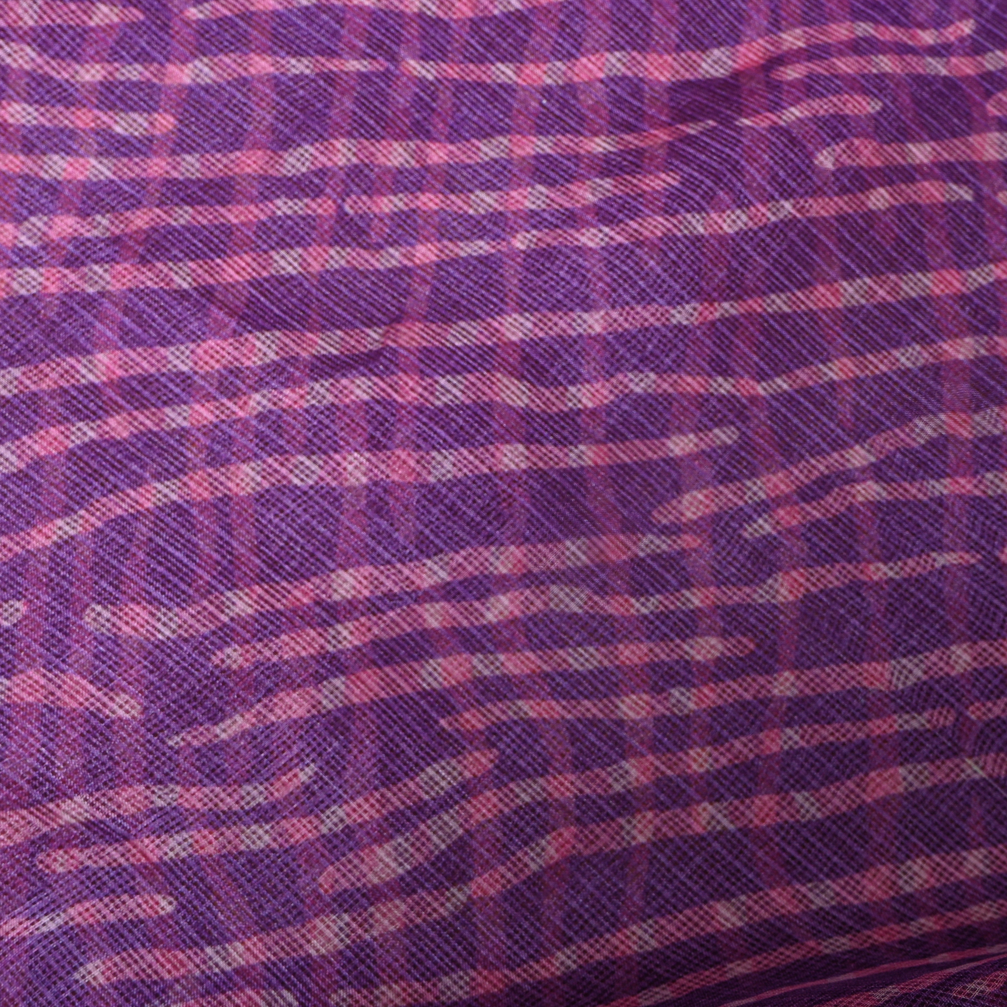 Purple Striped Abstract Print Kota Fabric