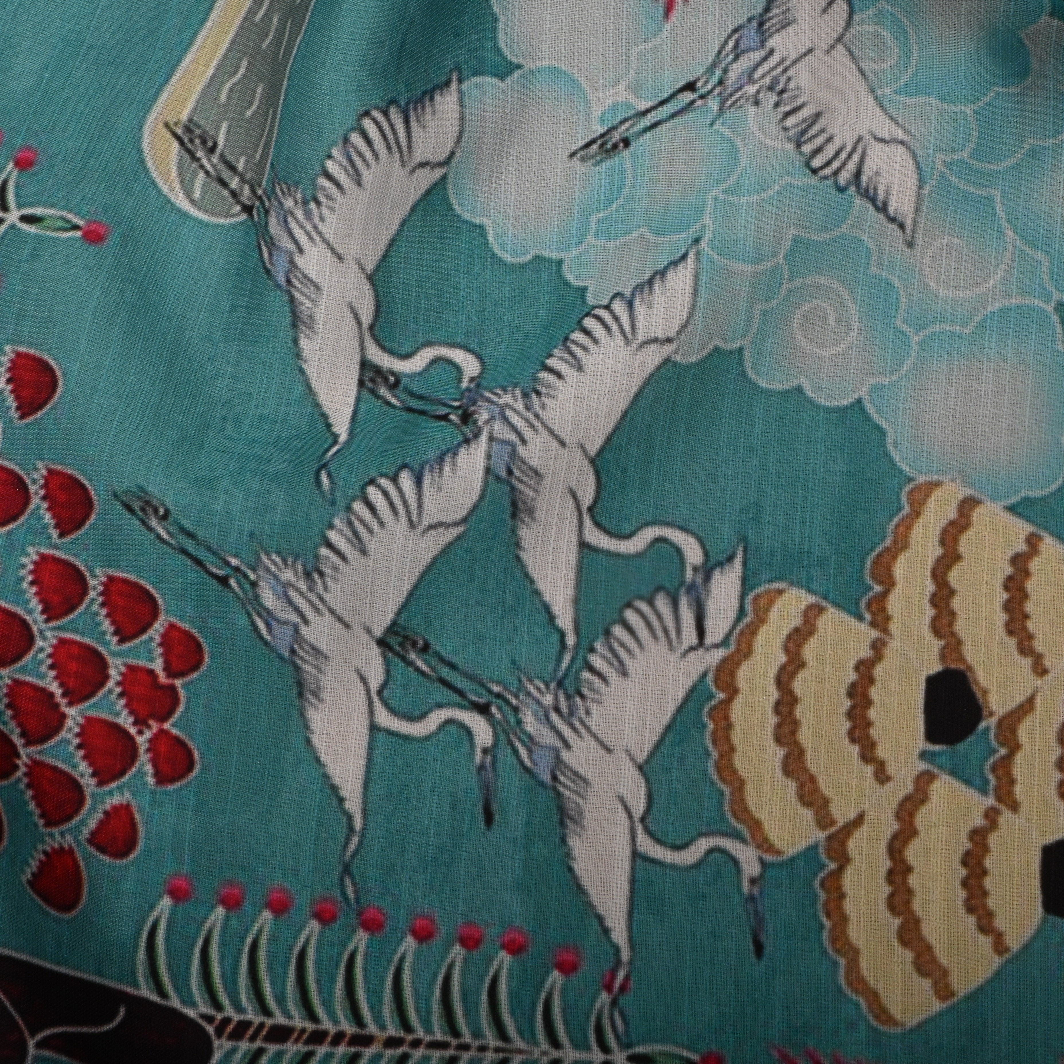 Sky Blue Silk Fabric With Printed Design