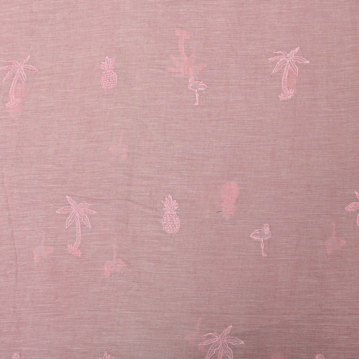 Pale Pink With Light Pink Tropical Embroidery