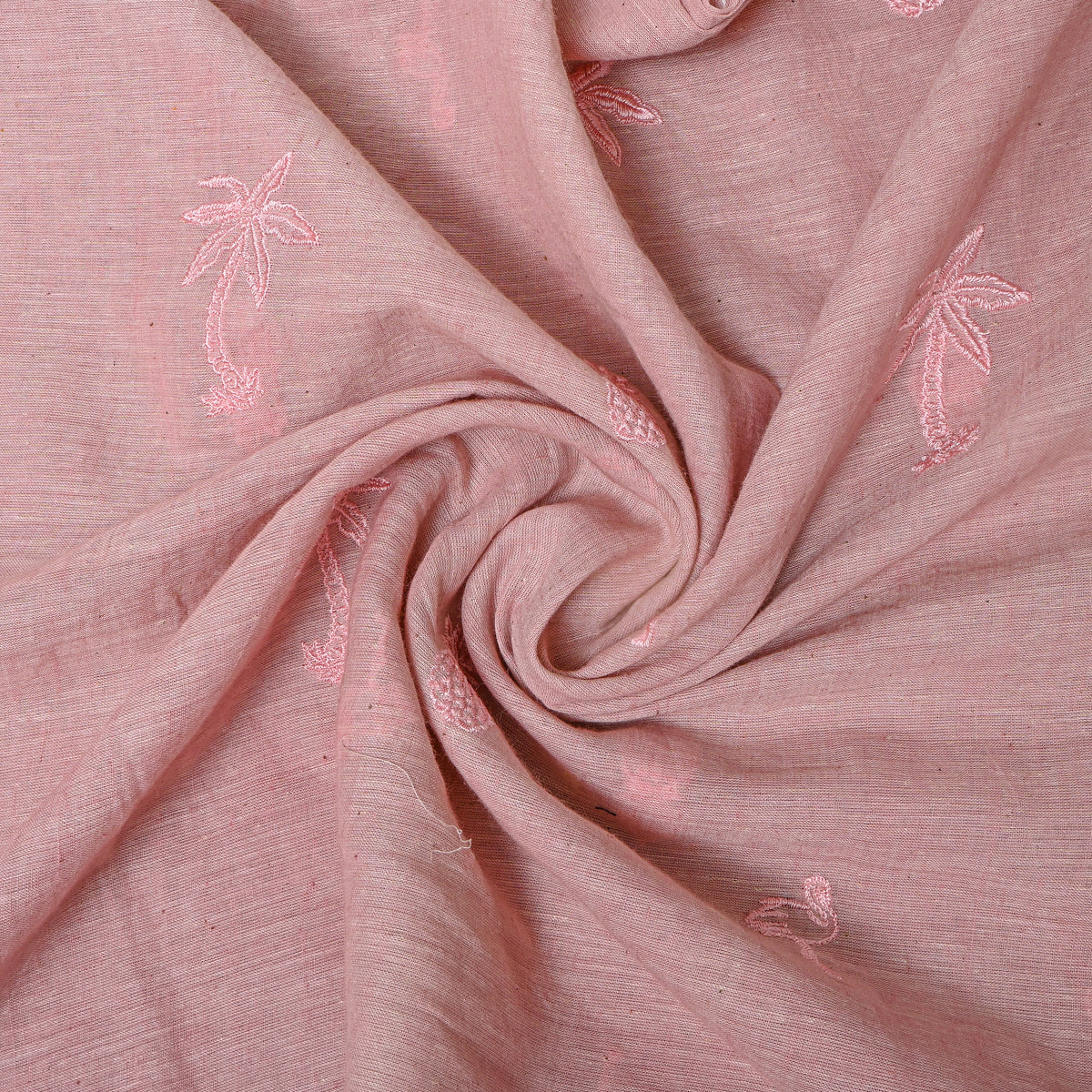 Pale Pink With Light Pink Tropical Embroidery