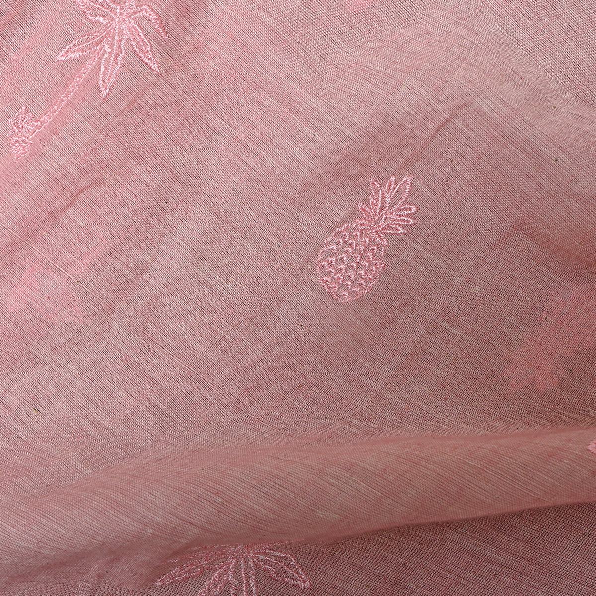 Pale Pink With Light Pink Tropical Embroidery