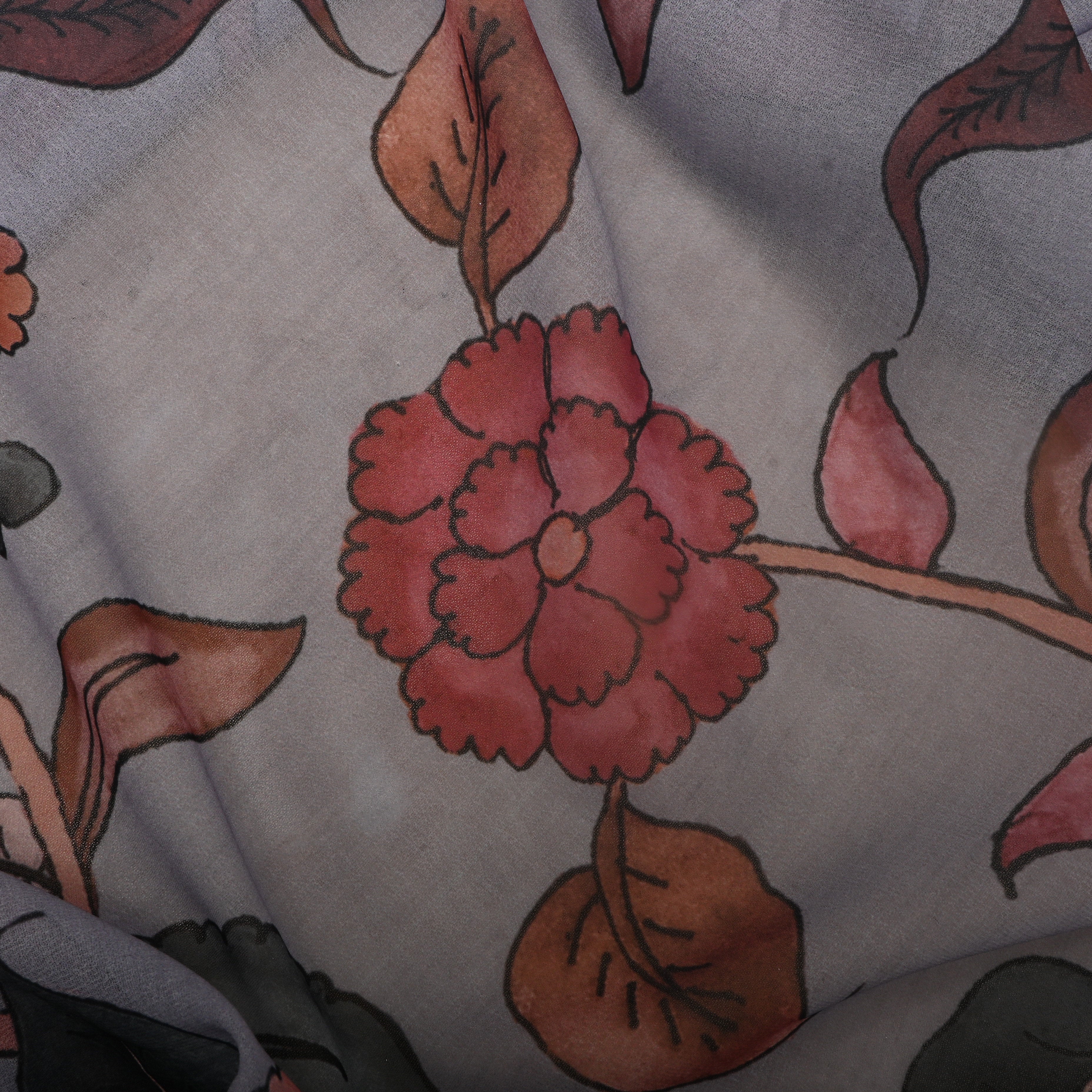 Gray Chateau Floral Jaal Tissue Fabric