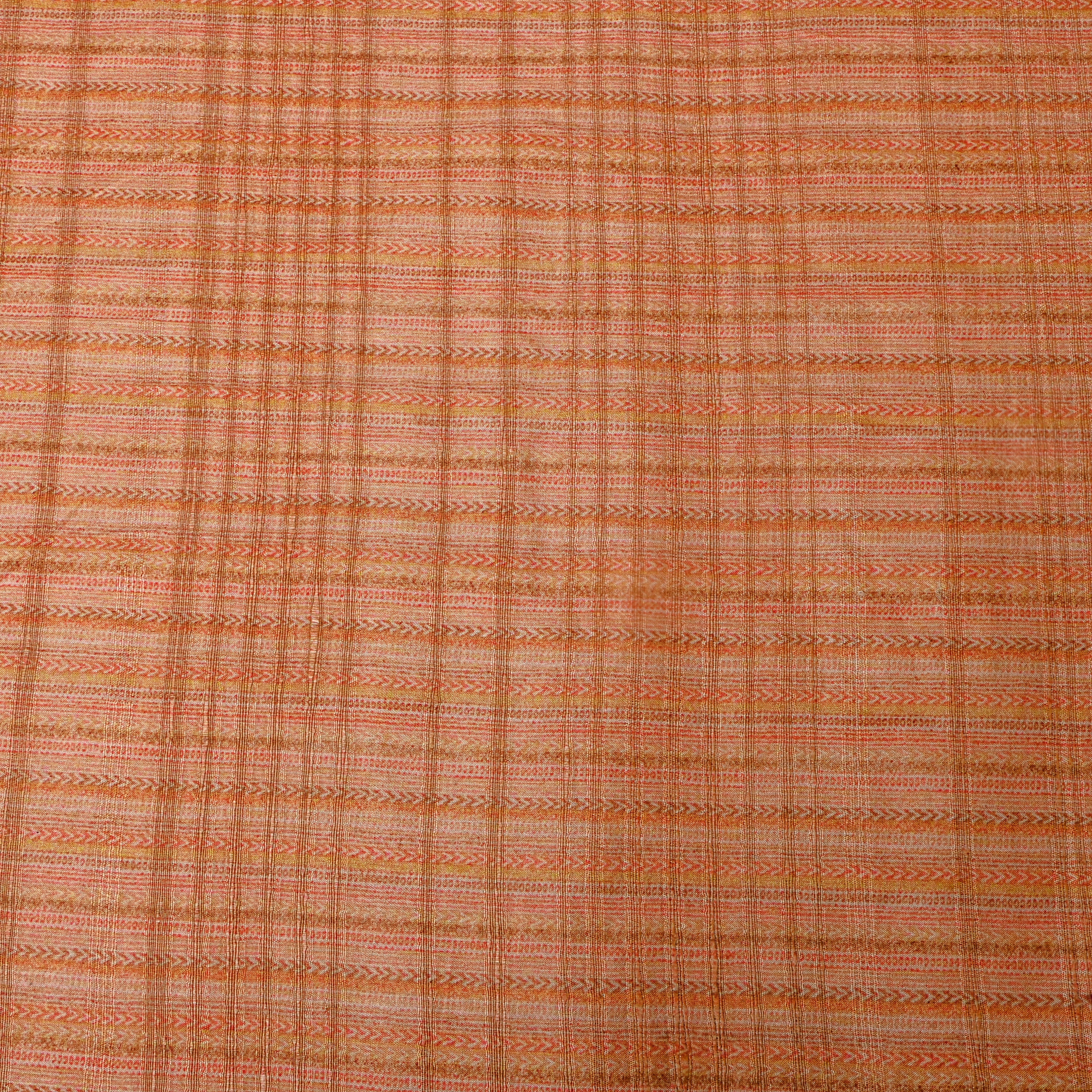 Light Fade Orange Adstract Checks Like Printed Silk Fabric