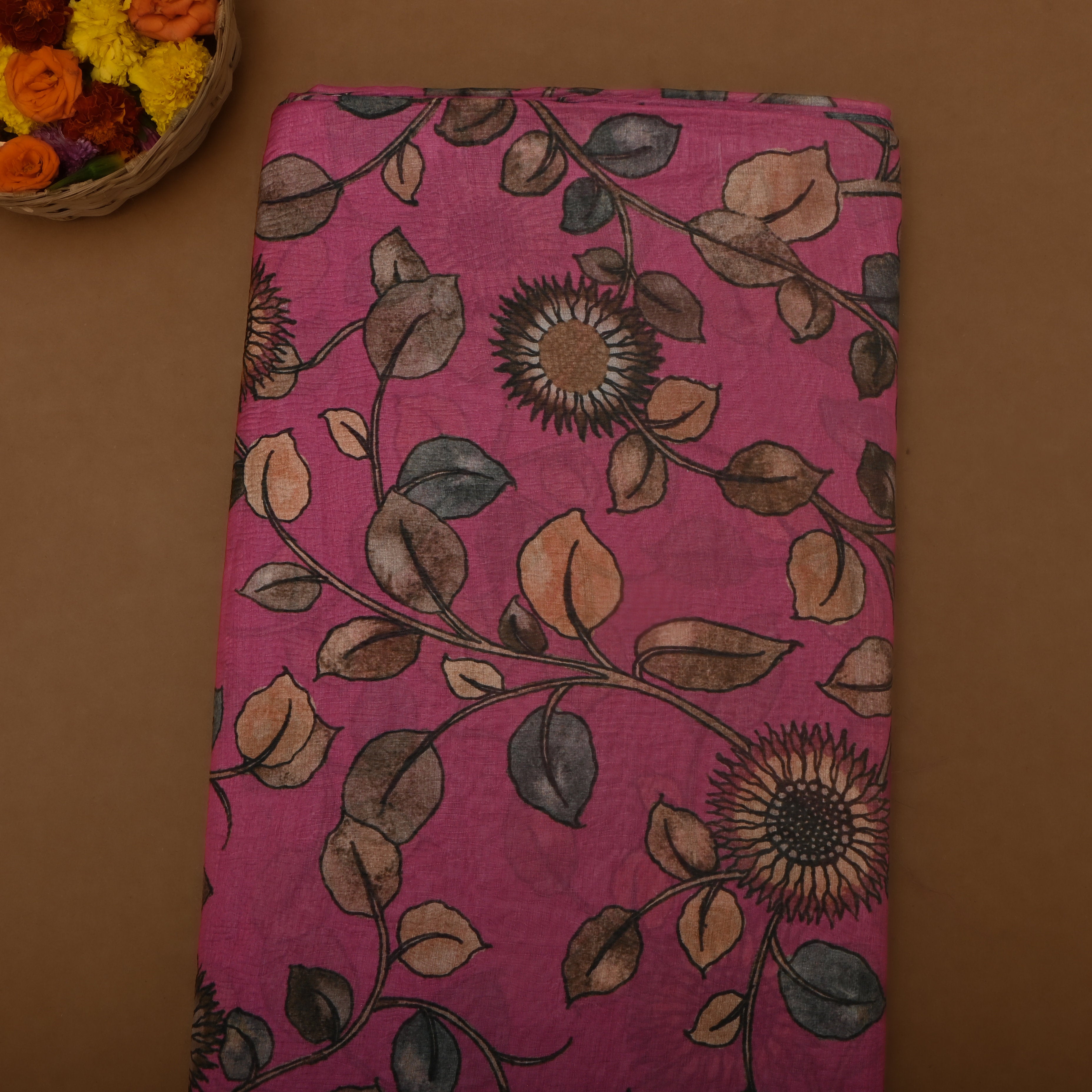 Fandango Purple Floral Jaal Tissue Fabric