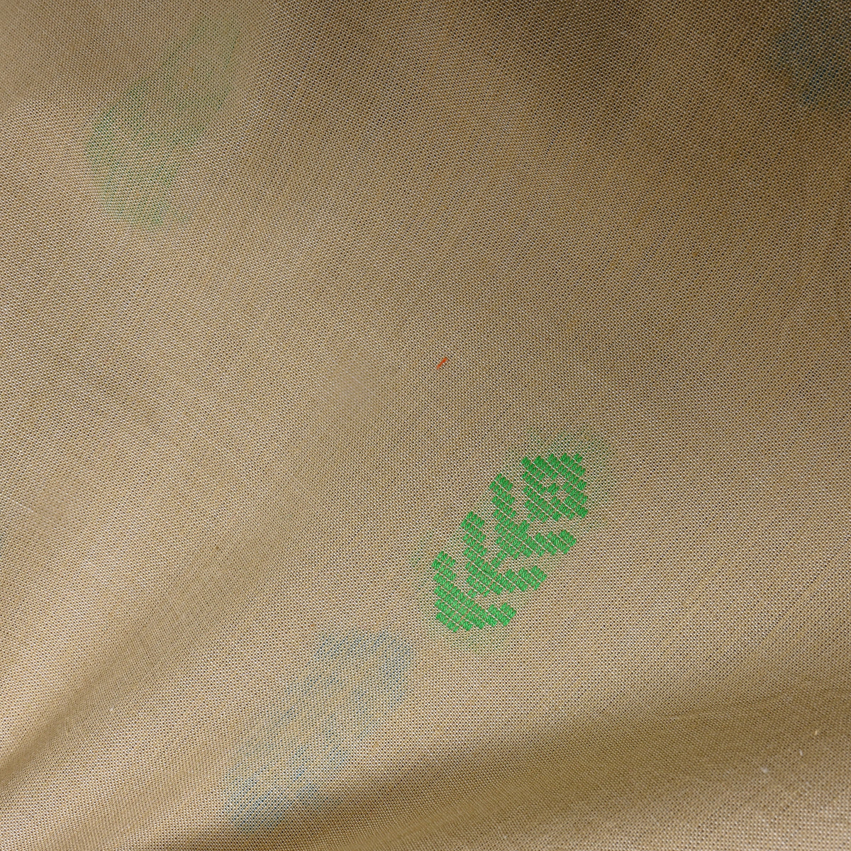 Beige Floral Butti Woven Cotton Fabric