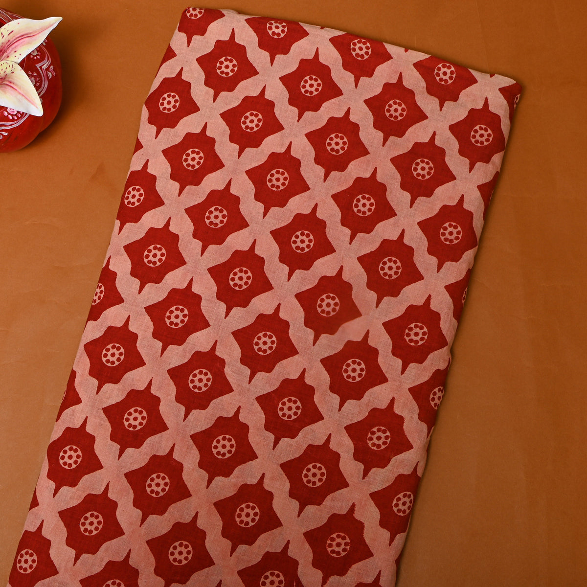 Red Geometrical Printed Cotton Fabric