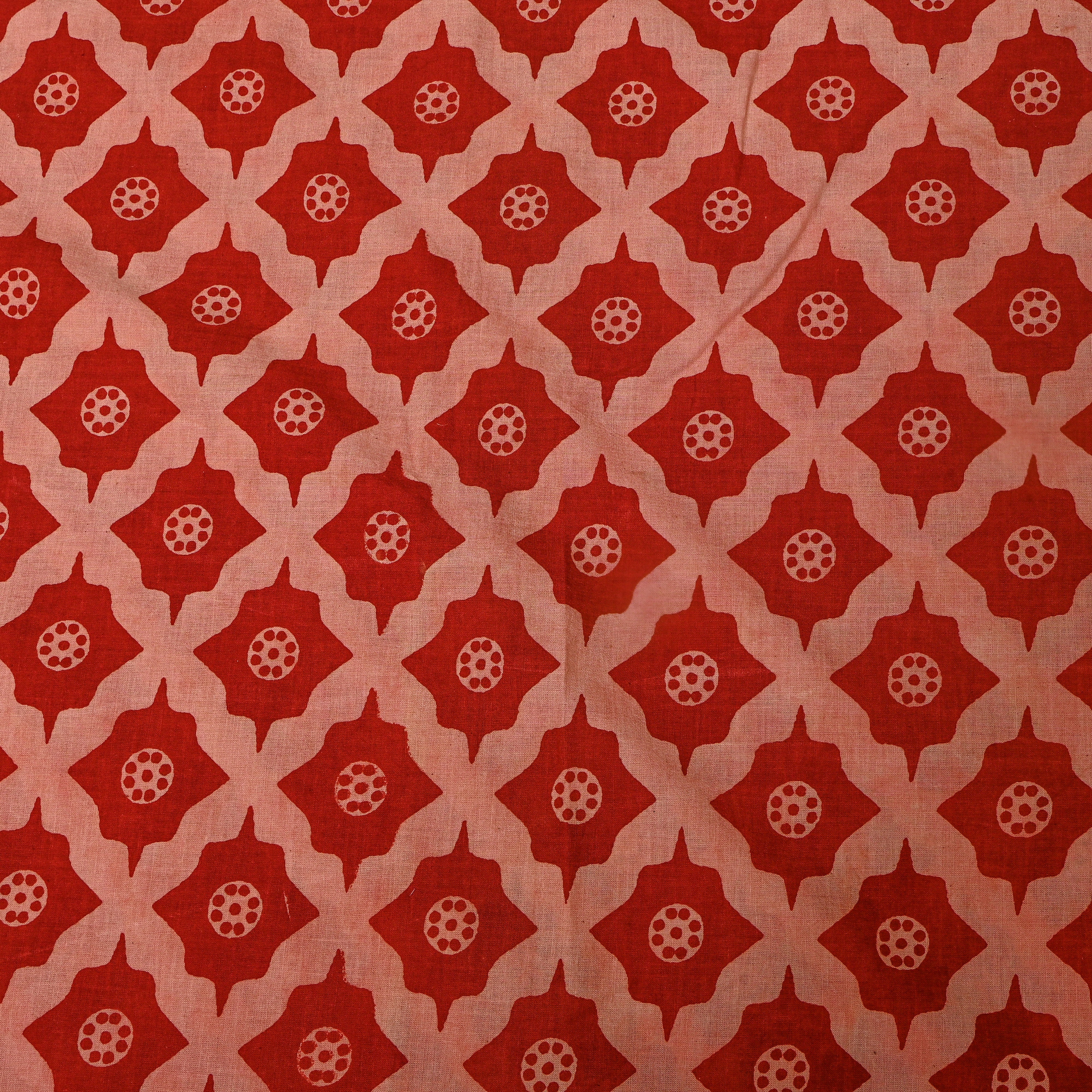 Red Geometrical Printed Cotton Fabric