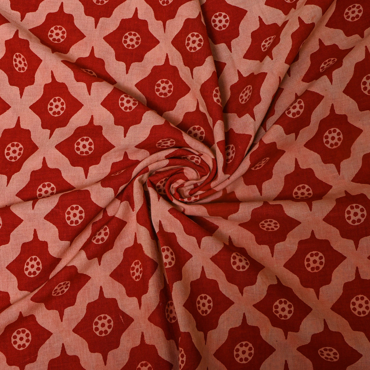 Red Geometrical Printed Cotton Fabric