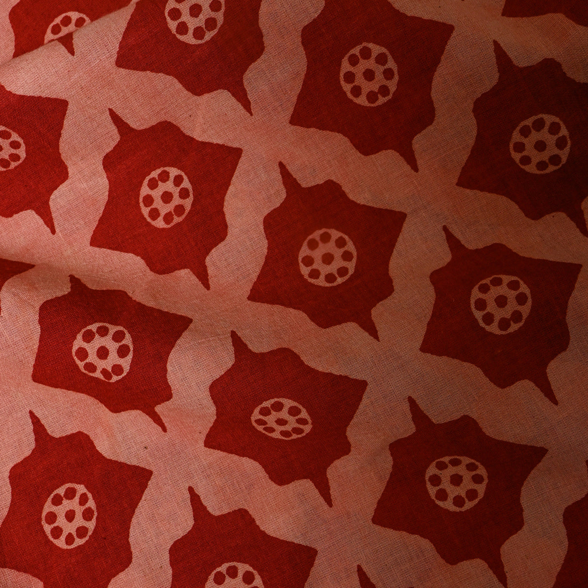 Red Geometrical Printed Cotton Fabric
