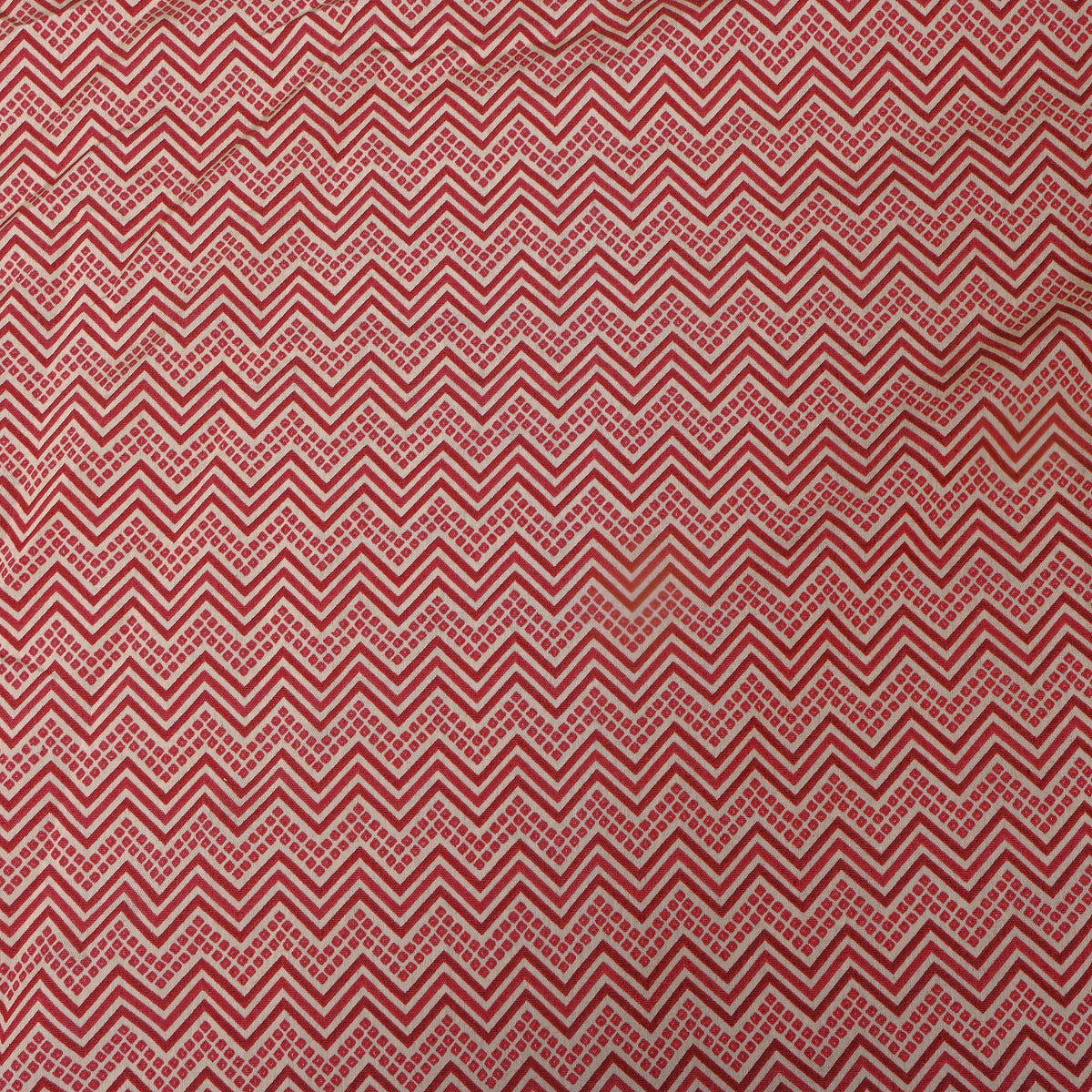 Red Beige Chevron Cotton Fabric