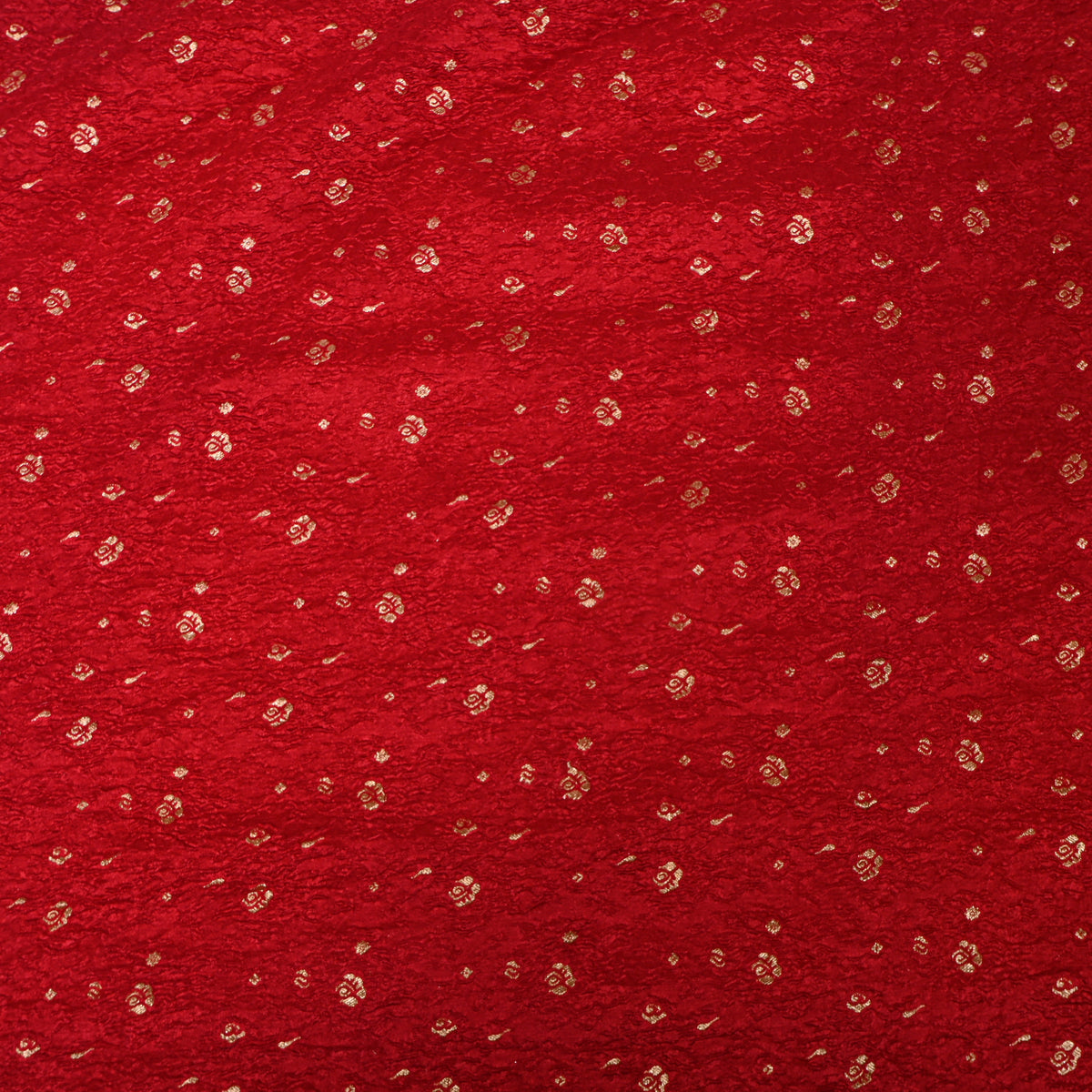 Crimson Red Gold Zari Butti Jamawar Silk Fabric