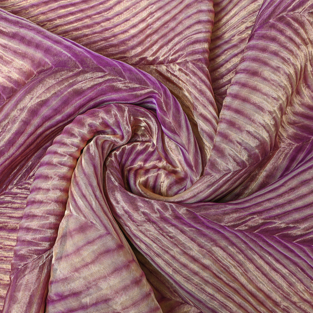 Bright Purple Zig-Zag Gold Bandhani Fabric