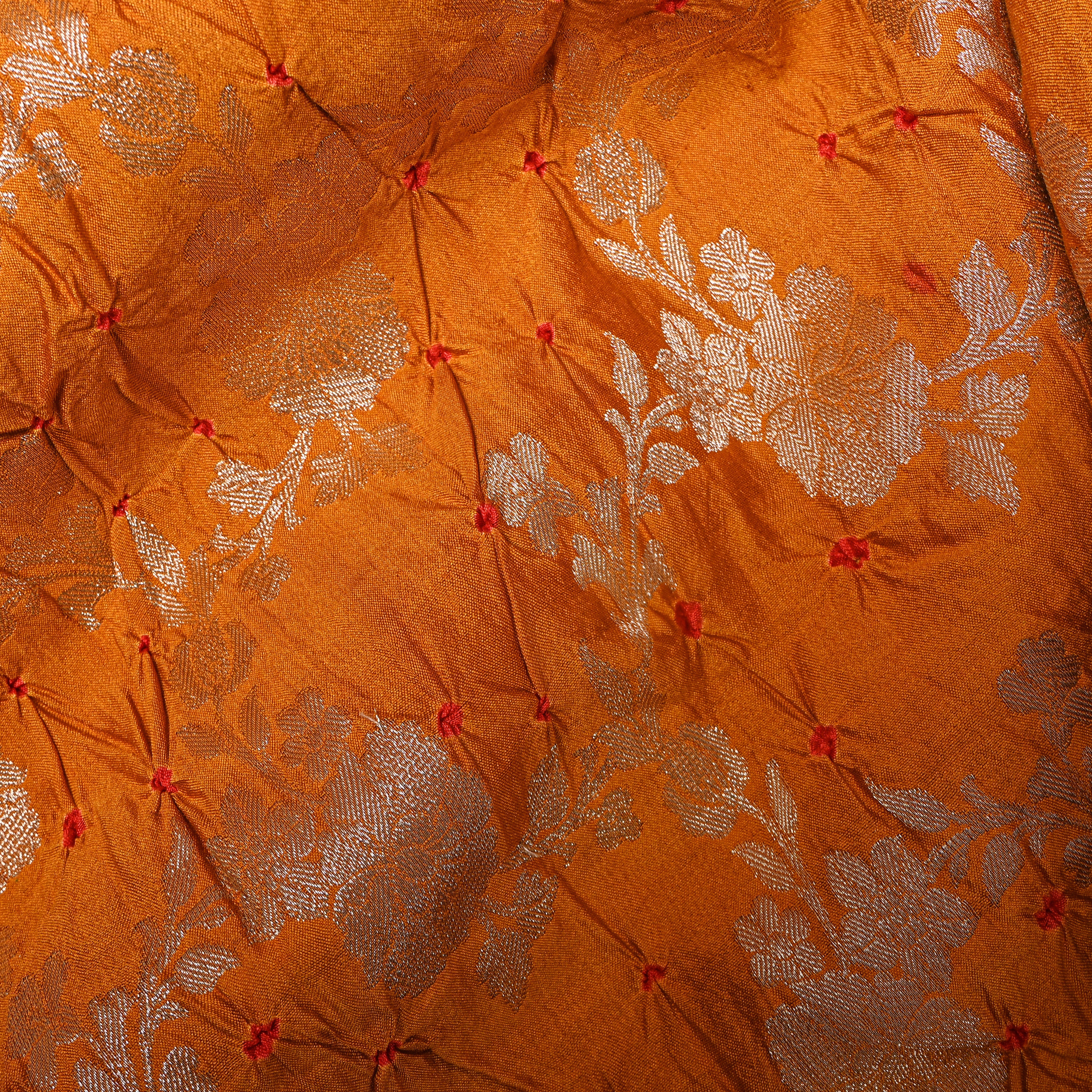 Orange Bandhani With Gold Jaal