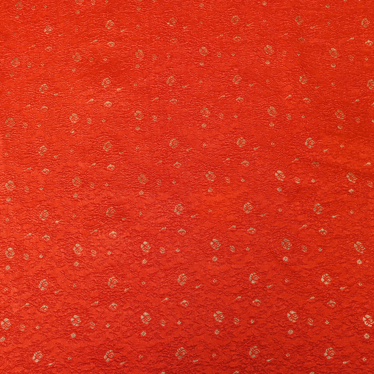 Tangerine Orange Gold Zari Butti Jamawar Silk Fabric