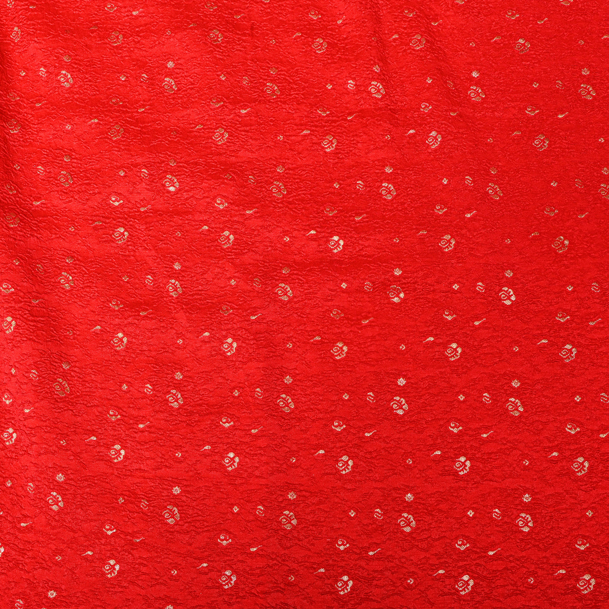 Scarlet Red Gold Zari Butti Jamawar Silk Fabric