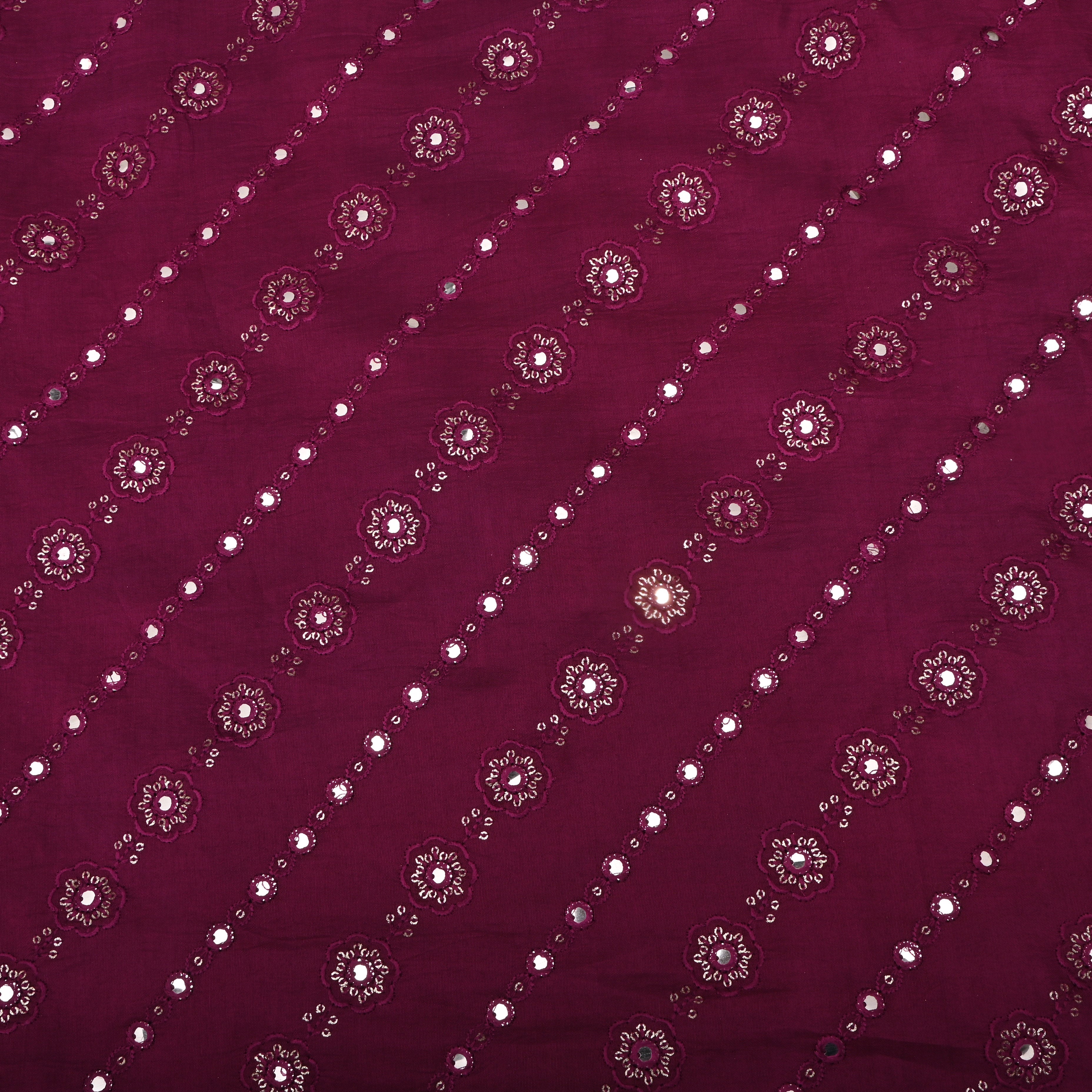 Maroon Silk Fabric With Embroidery