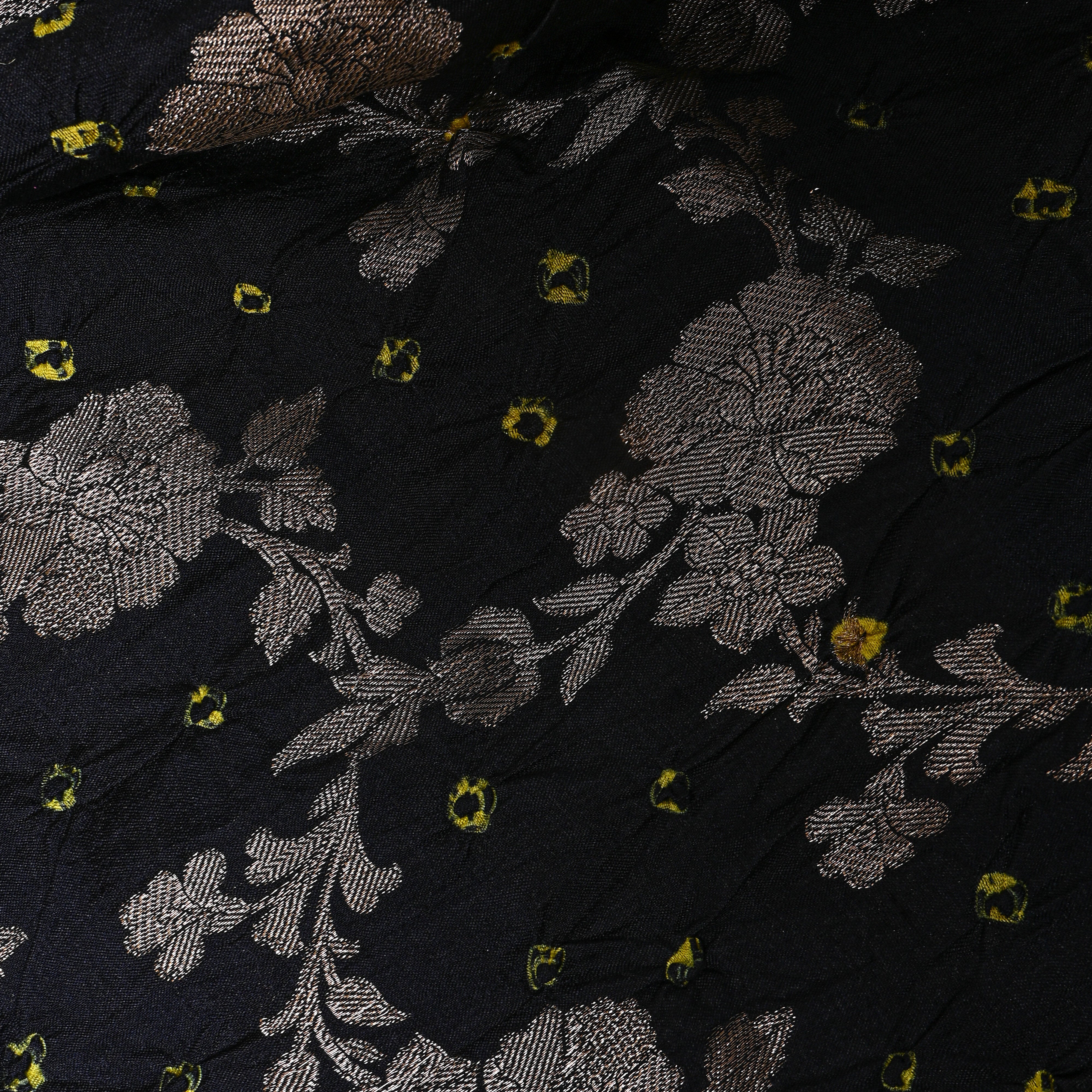 Black Bandhani With Silver Jaal