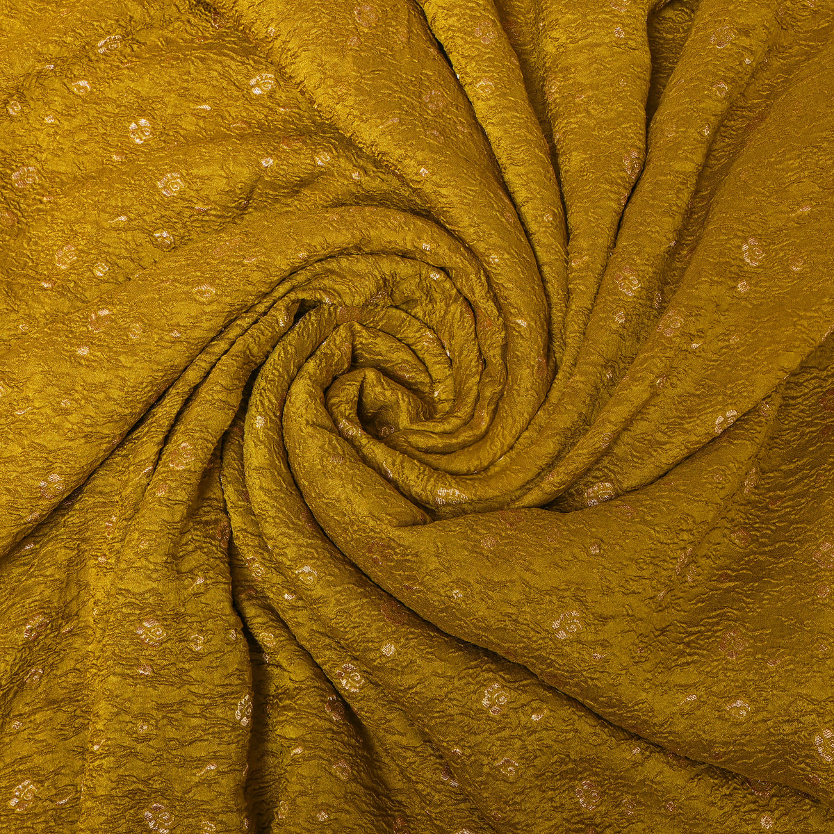 Emerald Green Gold Zari Butti Jamawar Silk Fabric
