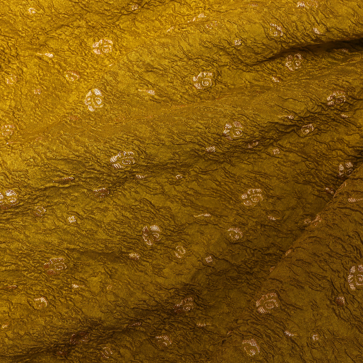 Emerald Green Gold Zari Butti Jamawar Silk Fabric