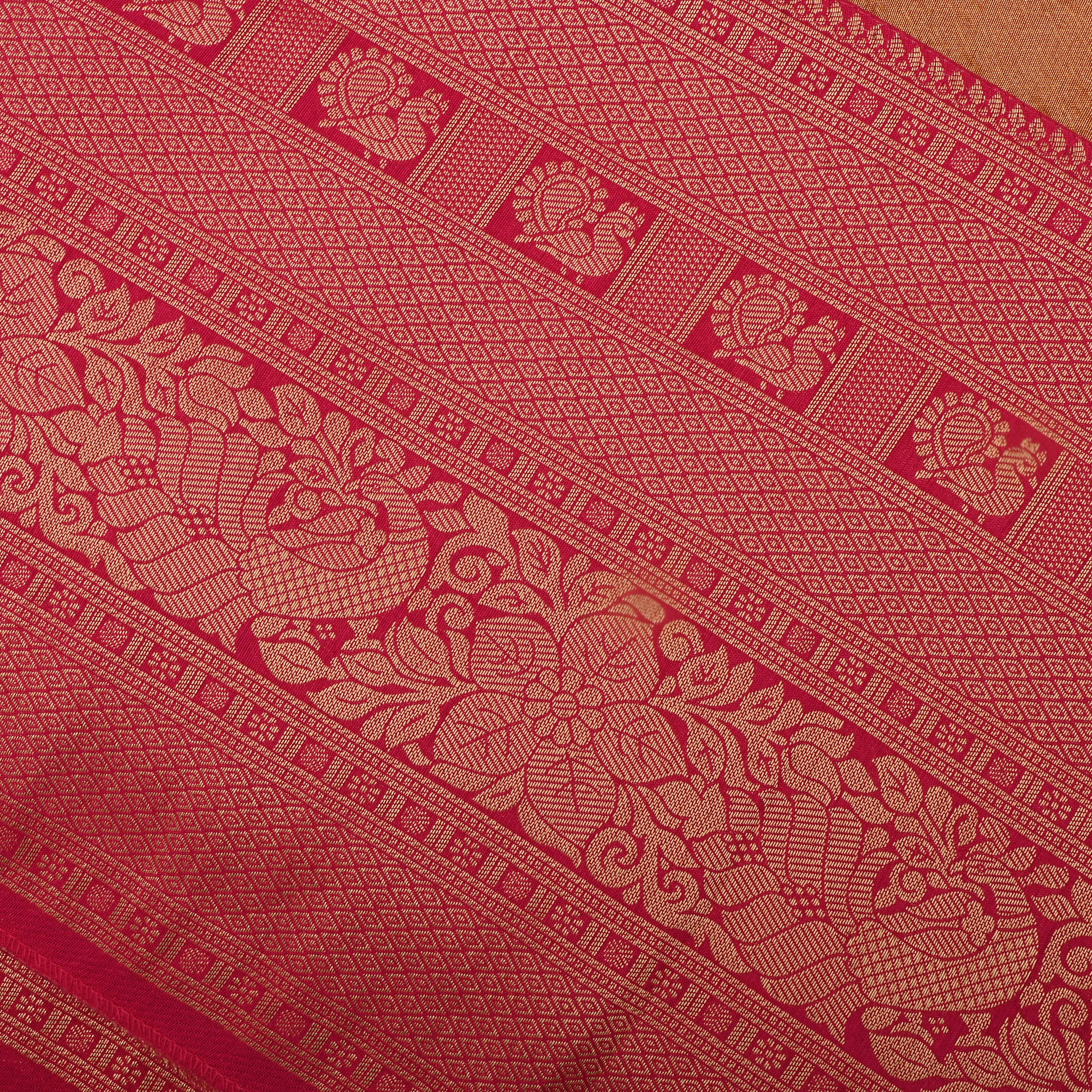 California Peach Jamawar Tissue Fabric With Contrast Border