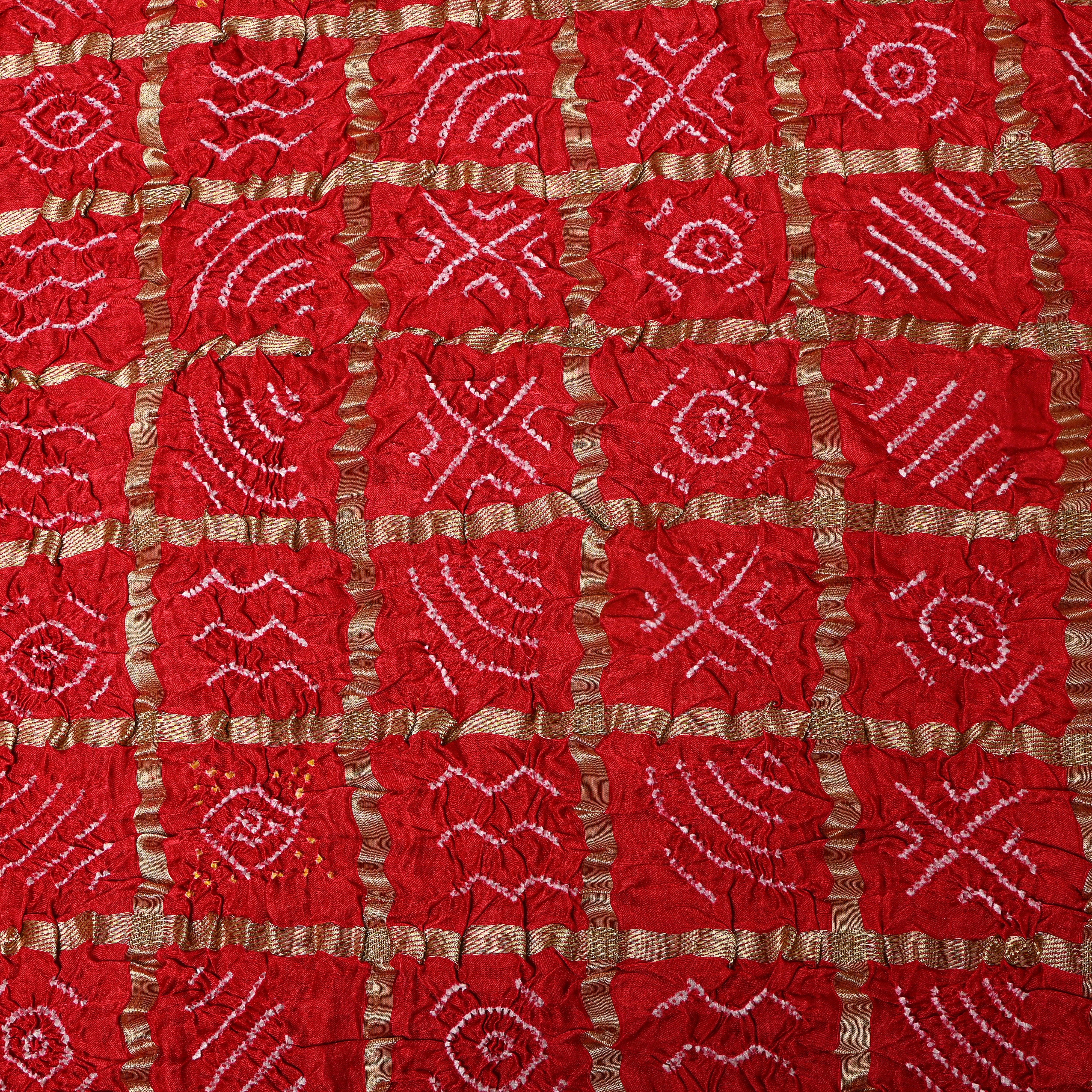 Magenta Red Bandhani Silk Fabric