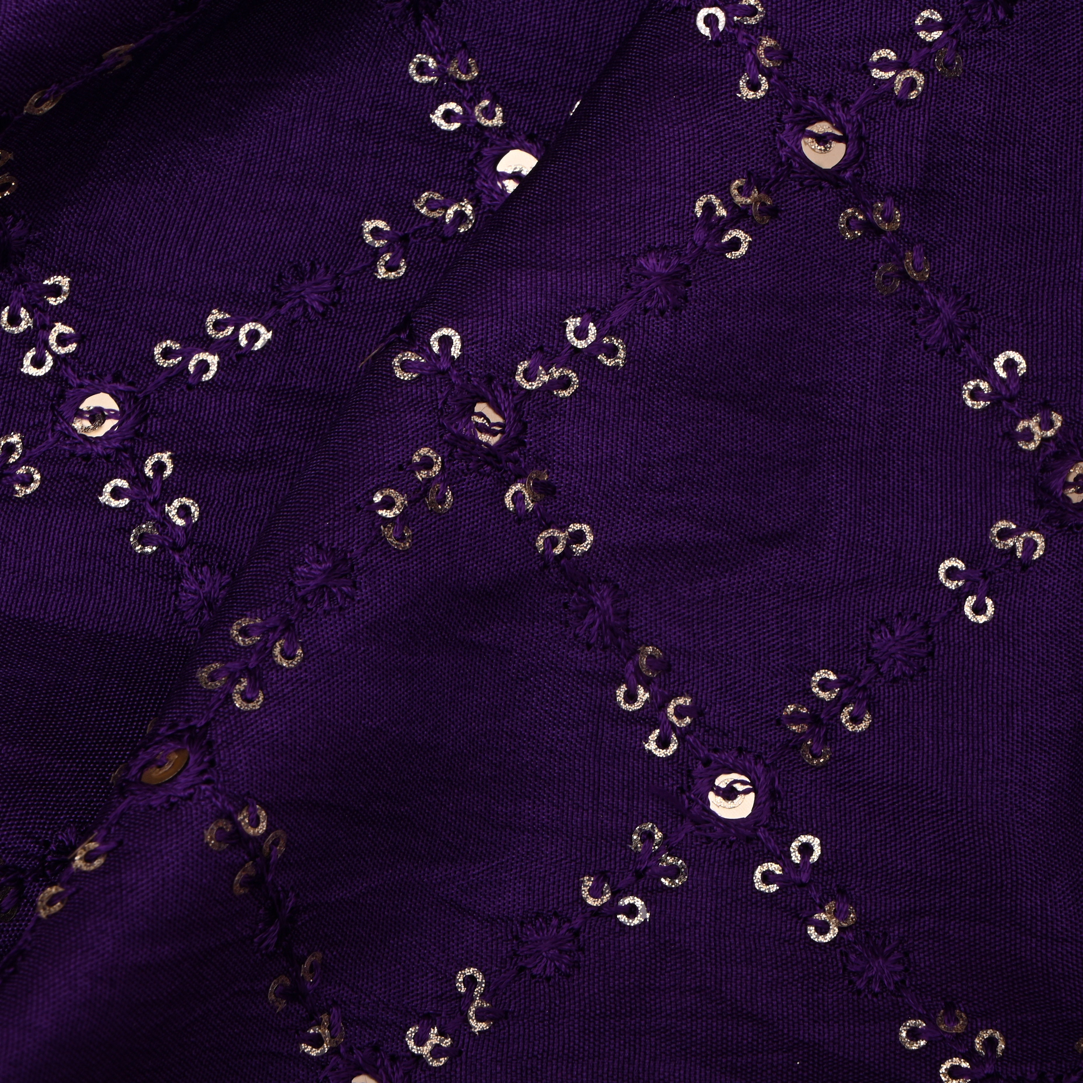 Purple Silk Fabric With Sequins Work