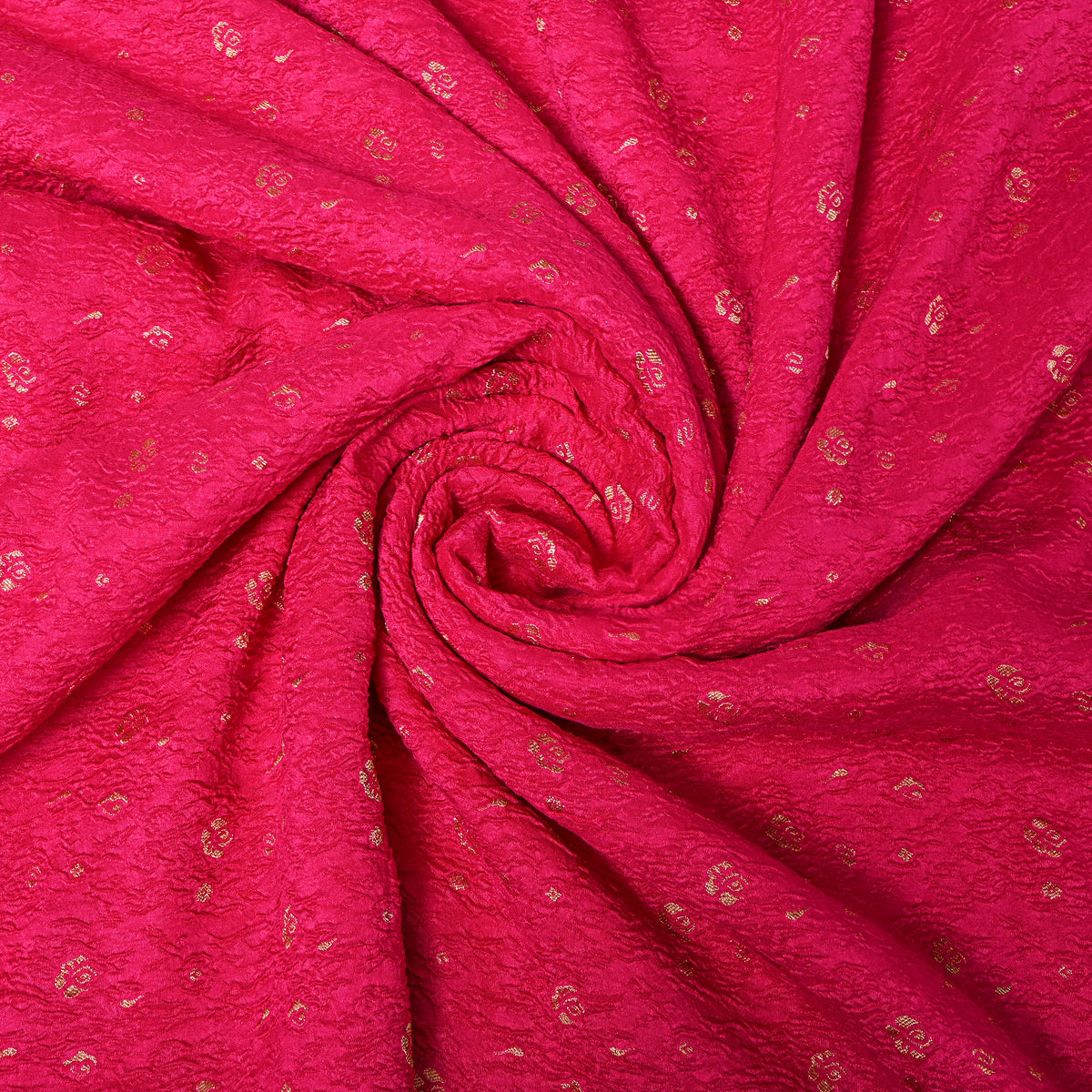 Rose Pink Gold Zari Butti Jamawar Silk Fabric