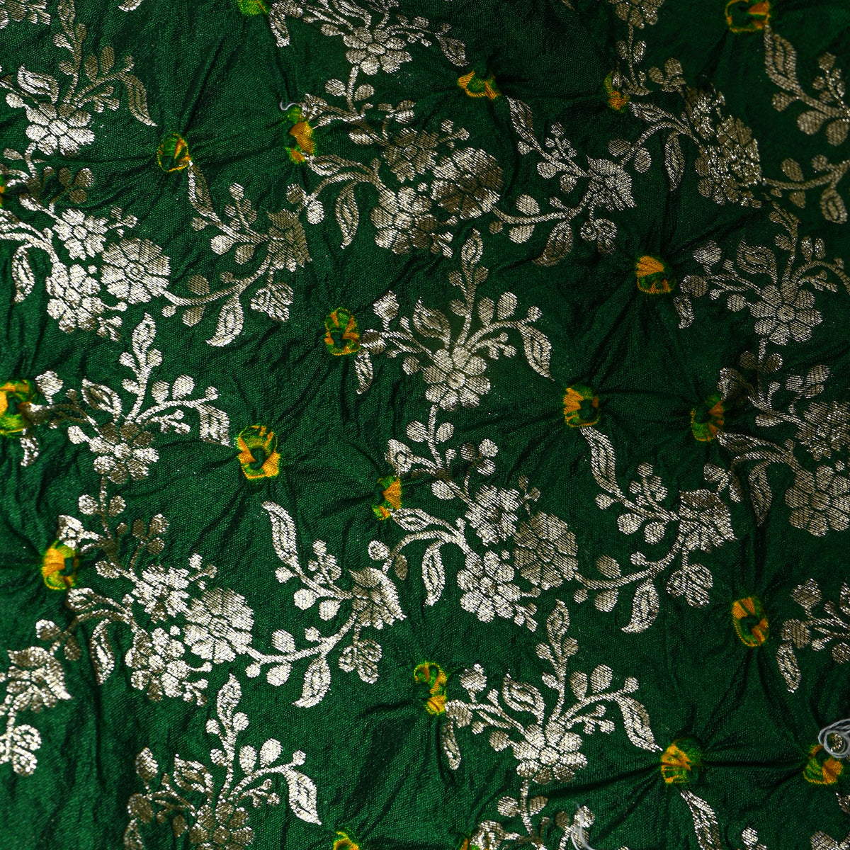 Green Gold Zari Floral Jaal Bandhani